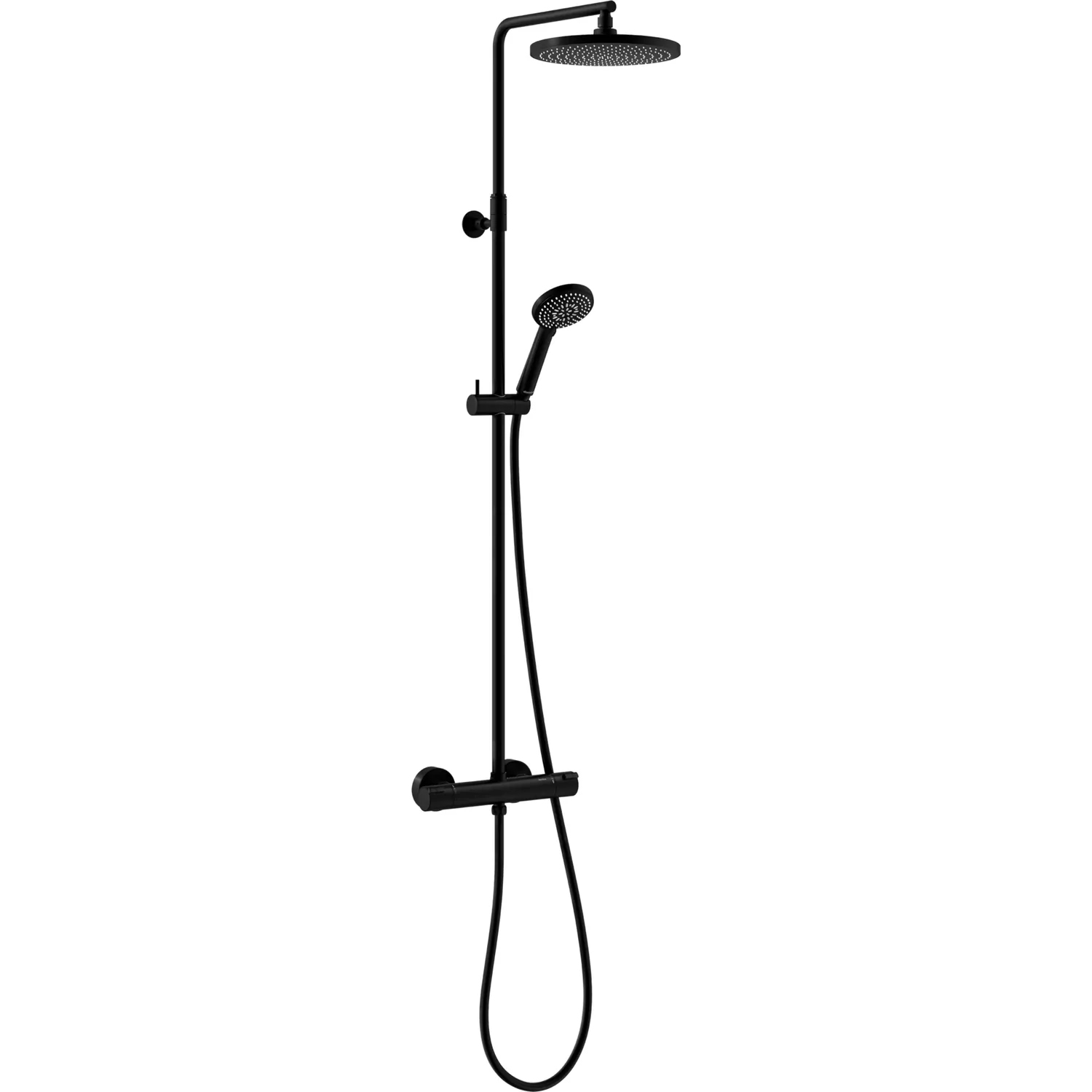 Sadesuihkusetti Damixa Core, Termostaattihanalla, Suihkupää ⌀230mm, Mattamusta