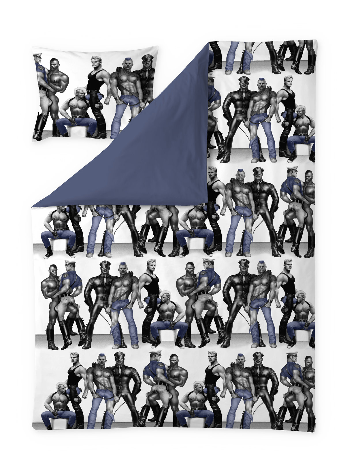 Satiinipussilakanasetti Finlayson Tom of Finland Blue Squad, musta/tummansininen