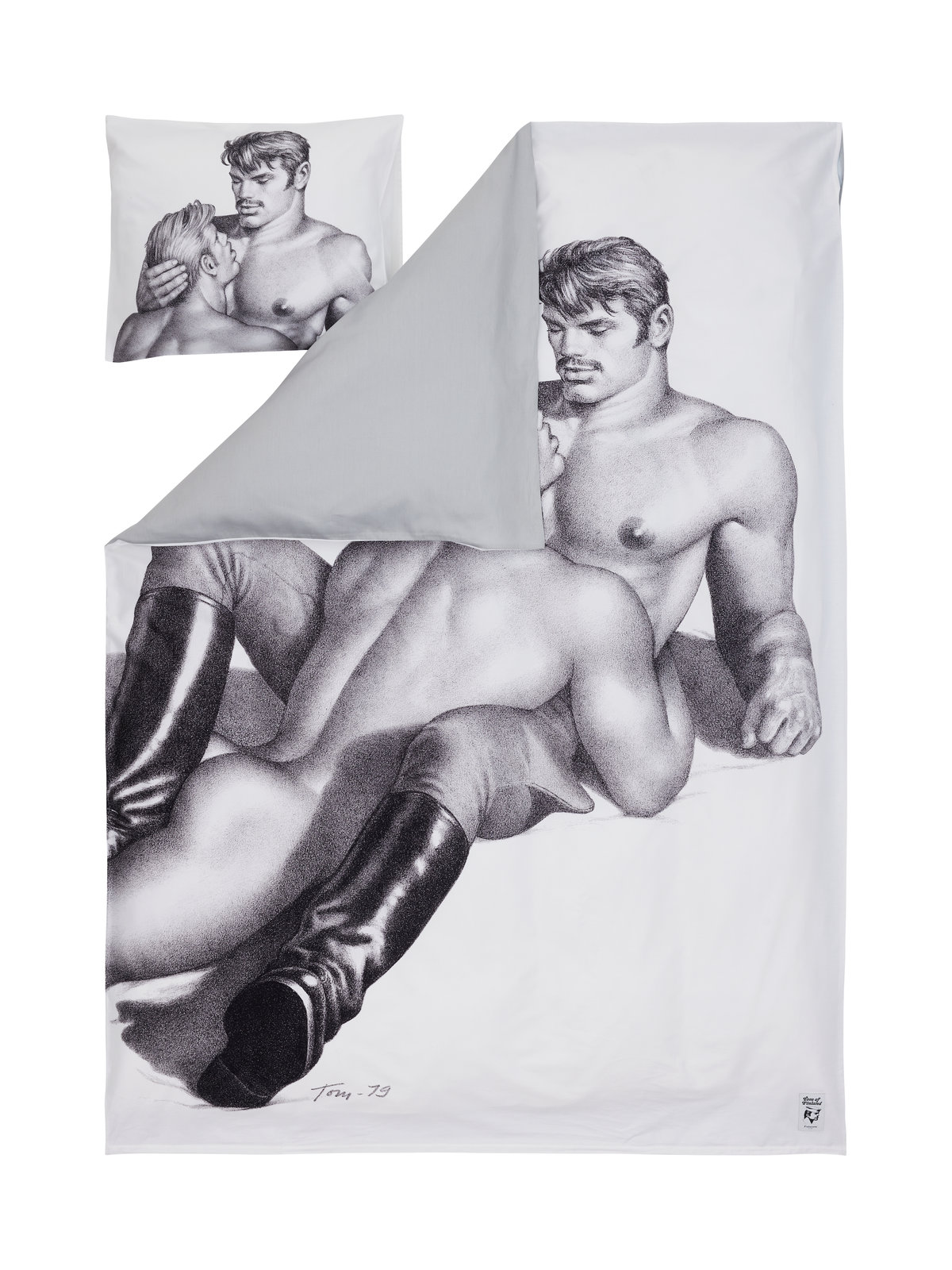 Satiinipussilakanasetti Finlayson Tom of Finland Together, musta/valkoinen
