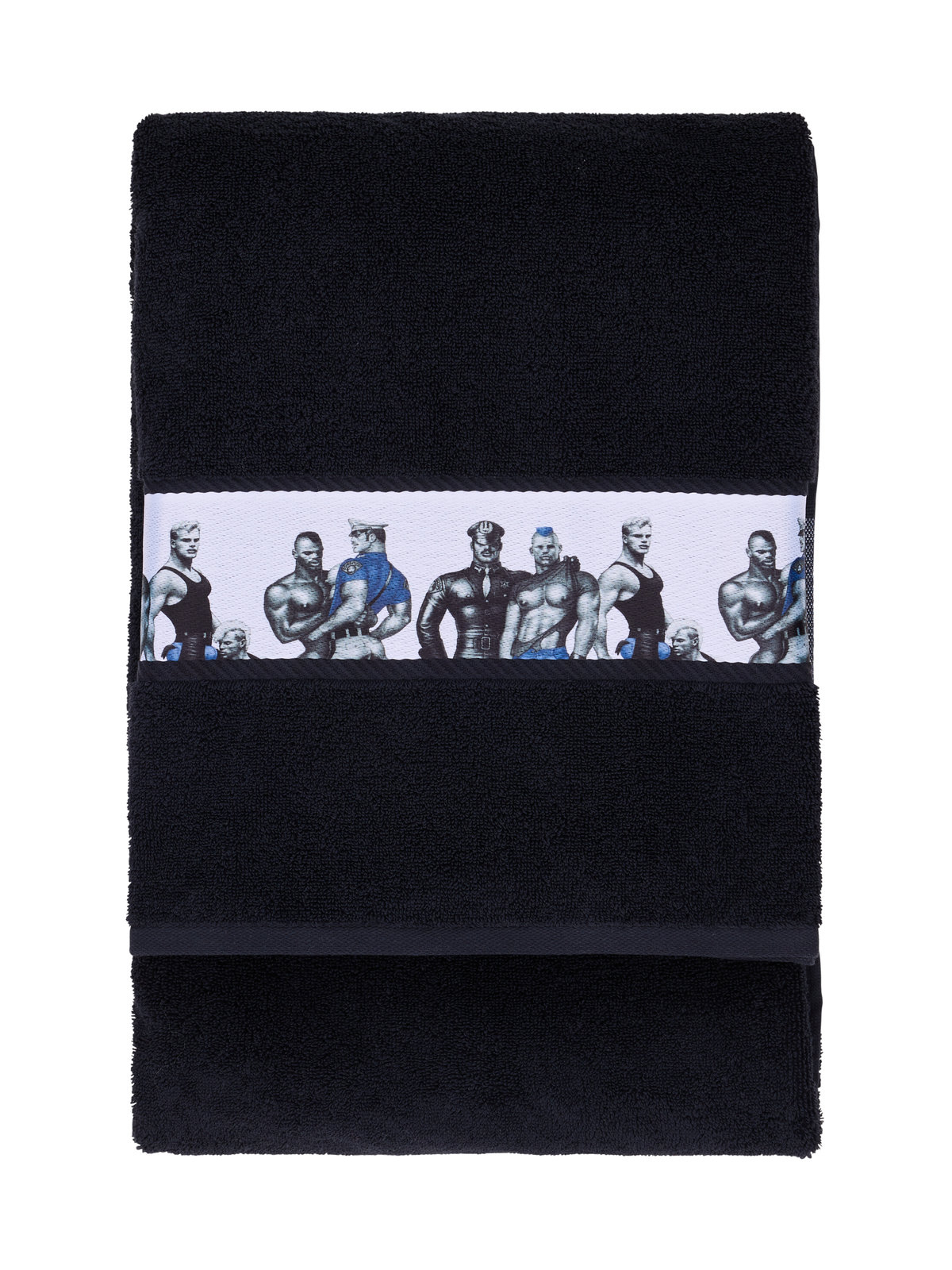 Iso kylpypyyhe Finlayson Tom of Finland Blue Squad, 90x180cm, musta