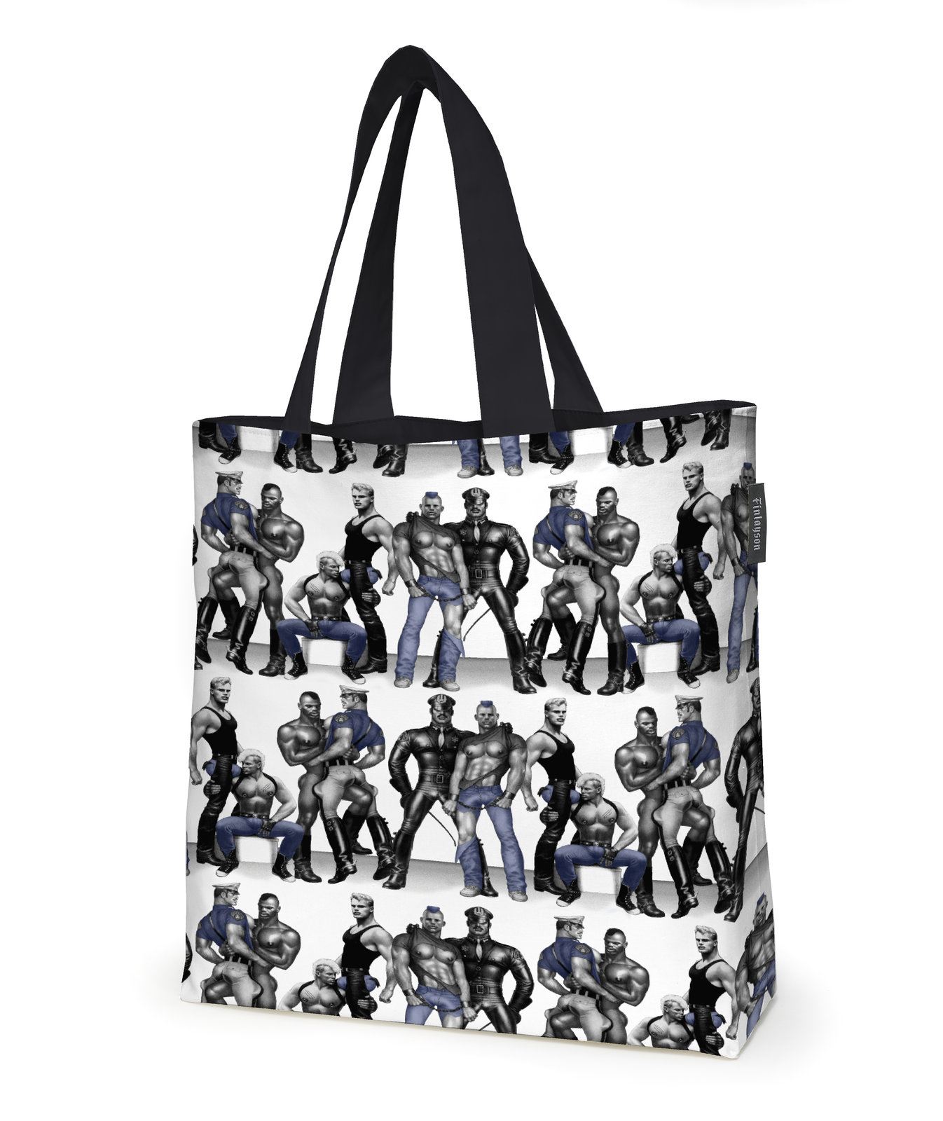 Vuoritettu kassi Finlayson Tom of Finland Blue Squad, 45x42cm, musta/sininen