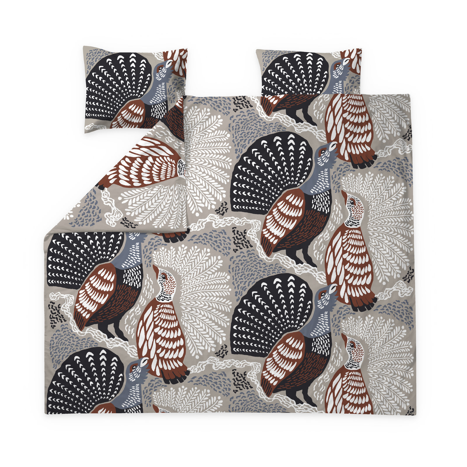 Pussilakanasetti Vallila Metsänvartijat, 240x210cm, beige / sininen