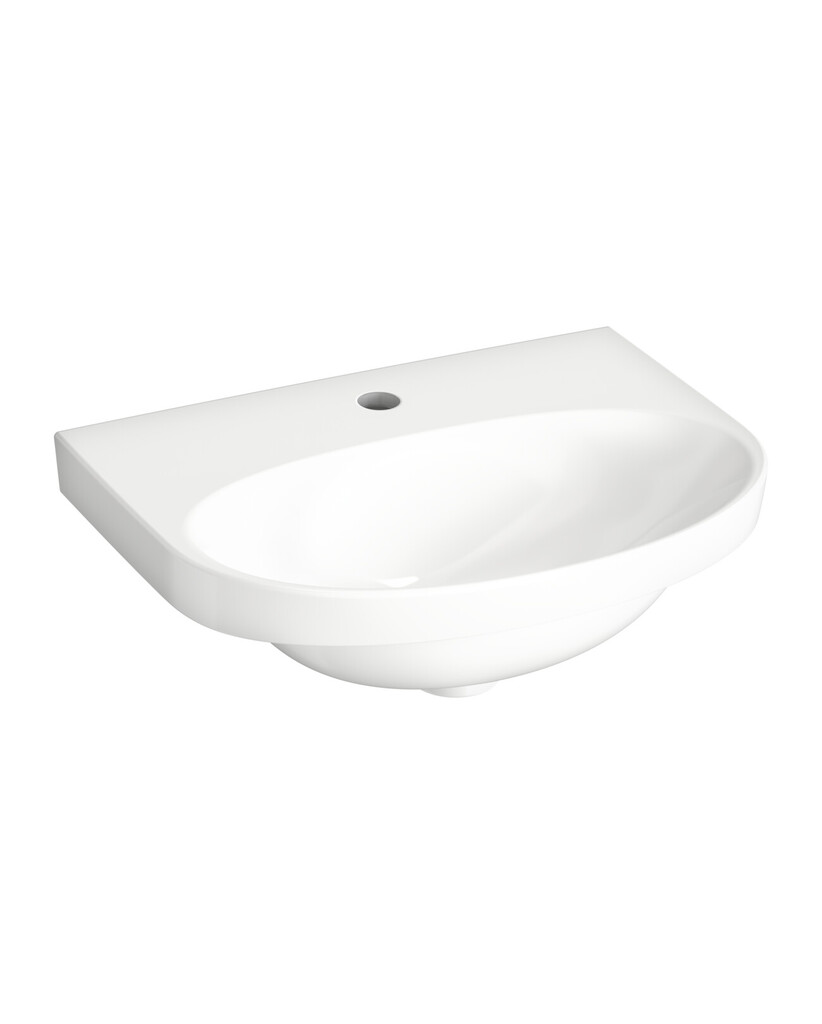 Pesuallas Gustavsberg Nautic 5550, 50 cm, Pulttikiinnitys, Hanareikä keskellä, Ilman ylivuotoaukkoa, CeramicPlus