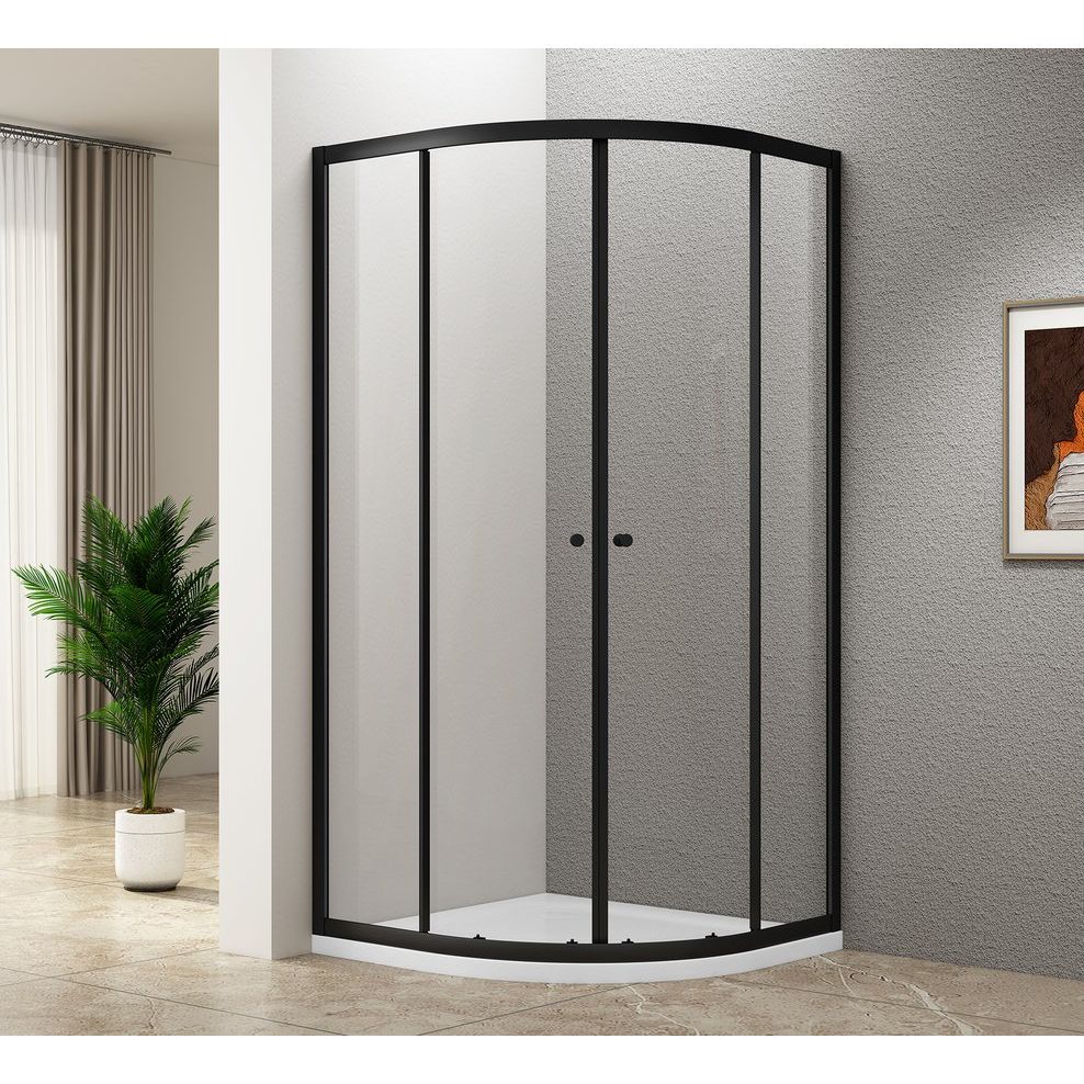 Suihkunurkka Valera Arleta, 800x800mm, Kaareva, Kirkas lasi, Musta