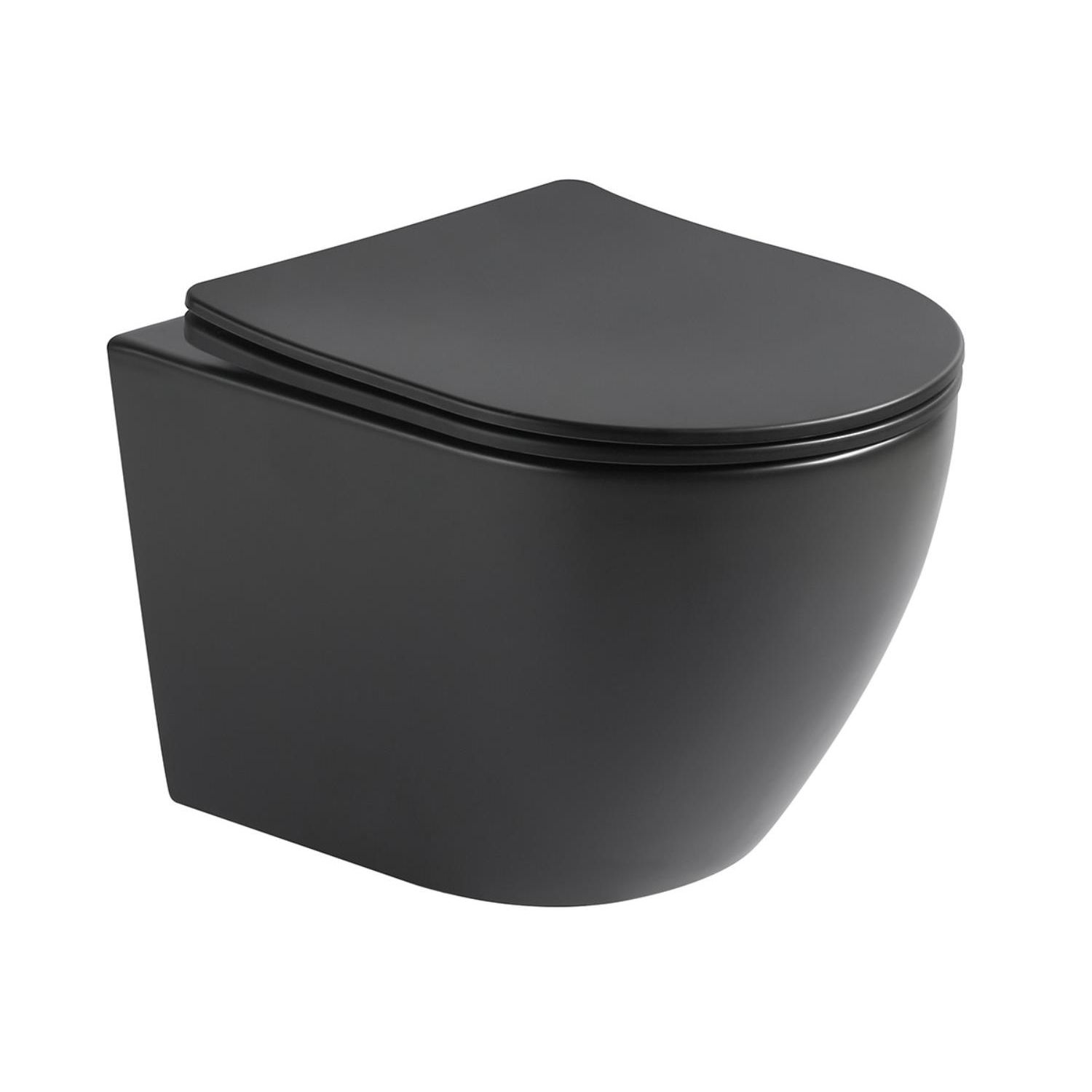 Seinä-WC-istuin Valera Pacho Rimless, Soft-close -kannella, Musta