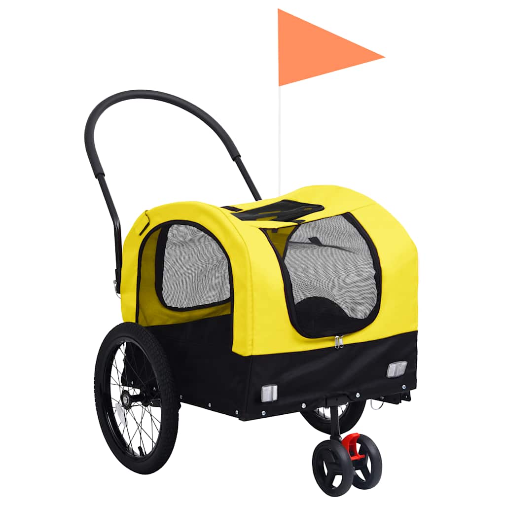 2-in-1 lemmikkikärry pyörään/juoksurattaat keltainen &amp; musta