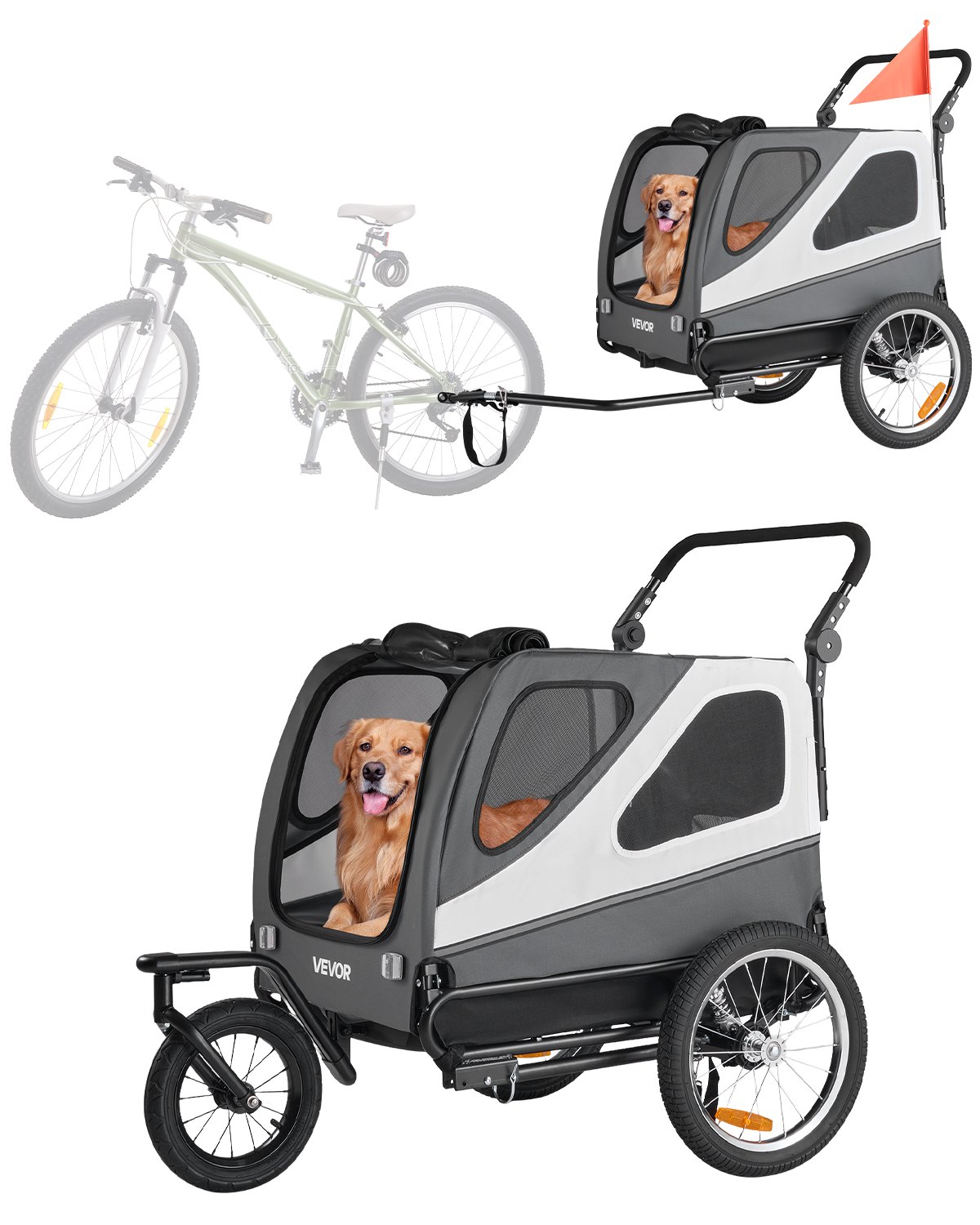 2-in-1 polkupyörän lemmikkikärry North Craft PTS22SJ, 45 kg, punainen