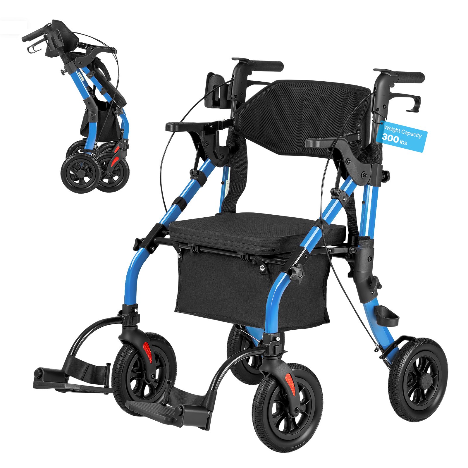 2-in-1 rollaattori ja kuljetustuoli North Craft HFK-9269KD-1, taitettava, alumiini, 136 kg, harmaa 