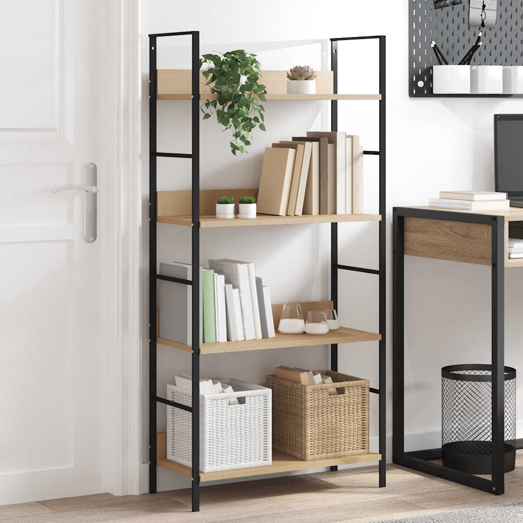 4-tasoinen kirjahylly tammi 60x27,6x124,5cm lastulevy