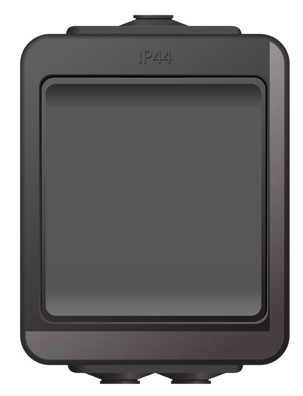 6/1-kytkin Norwesco Aquabest, 10A, 250V, IP44, pinta-asennus, musta