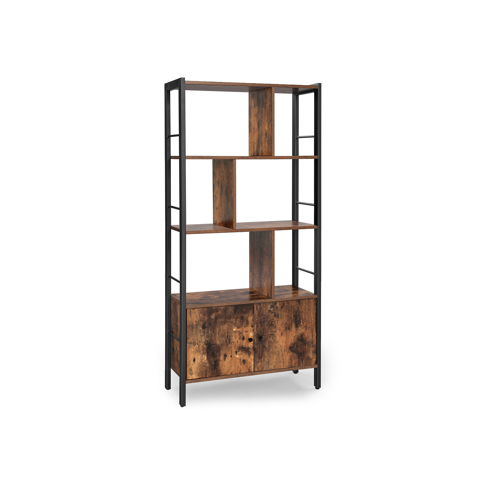 Kirjahylly Vasagle, 74 x 30 x 154,5 cm, ovellinen, 4 hyllyä, ruskea/musta
