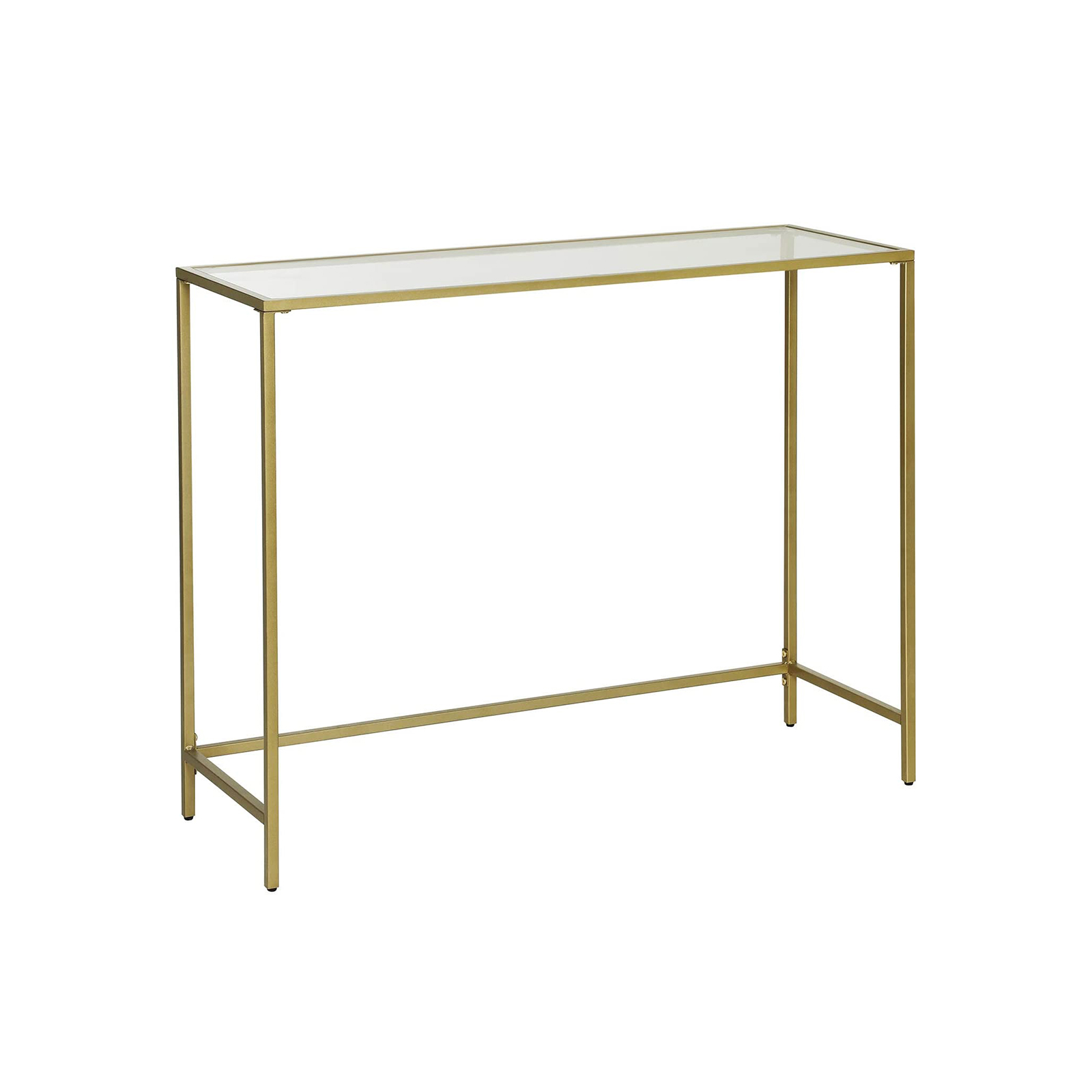 Konsolipöytä Vasagle, 100 x 35 x 80 cm, karkaistu lasi, säädettävät jalat, kulta