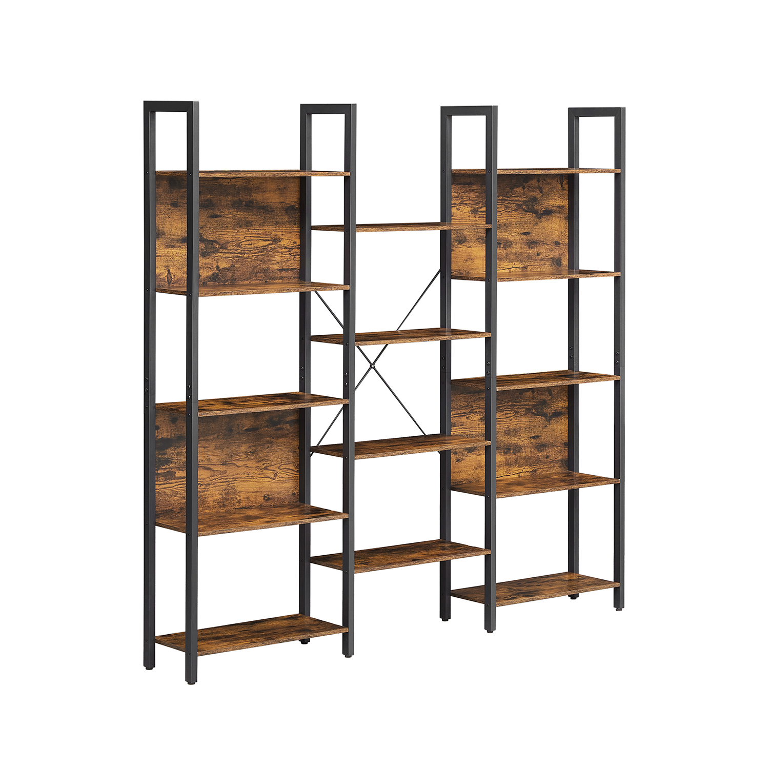 Kirjahylly Vasagle, 158 x 24 x 166 cm, metallirunko, vintage ruskea/musta