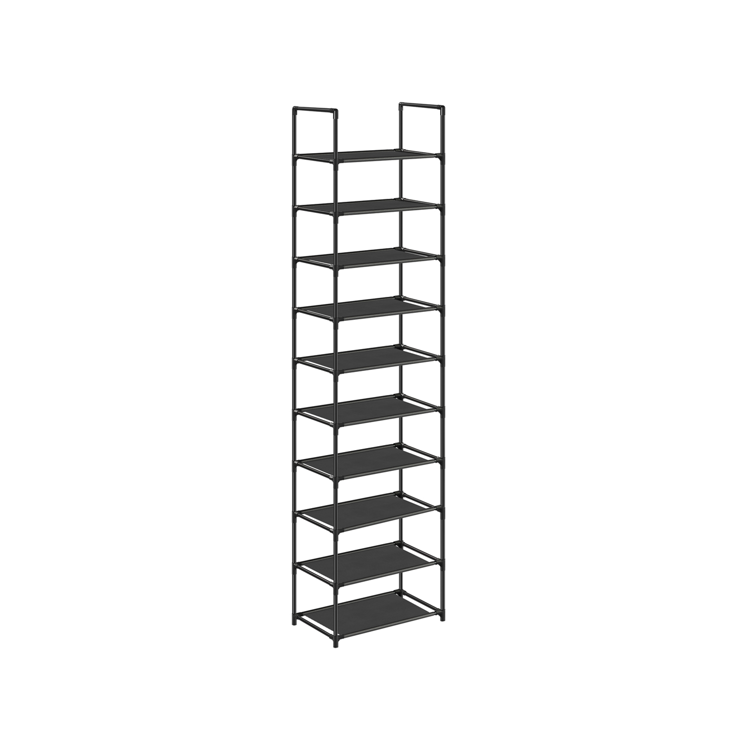 Kenkähylly Songmics, 45 x 28 x 173 cm, metallirunko, kuitukangashyllyt, musta