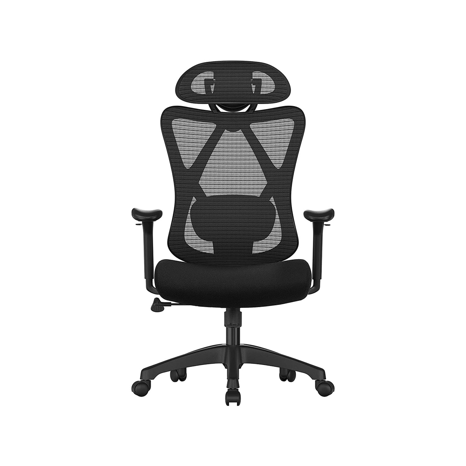 Työtuoli Songmics, 68 x 66 x 114-123,5 cm, säädettävä ristiseläntuki, niskatuki, musta