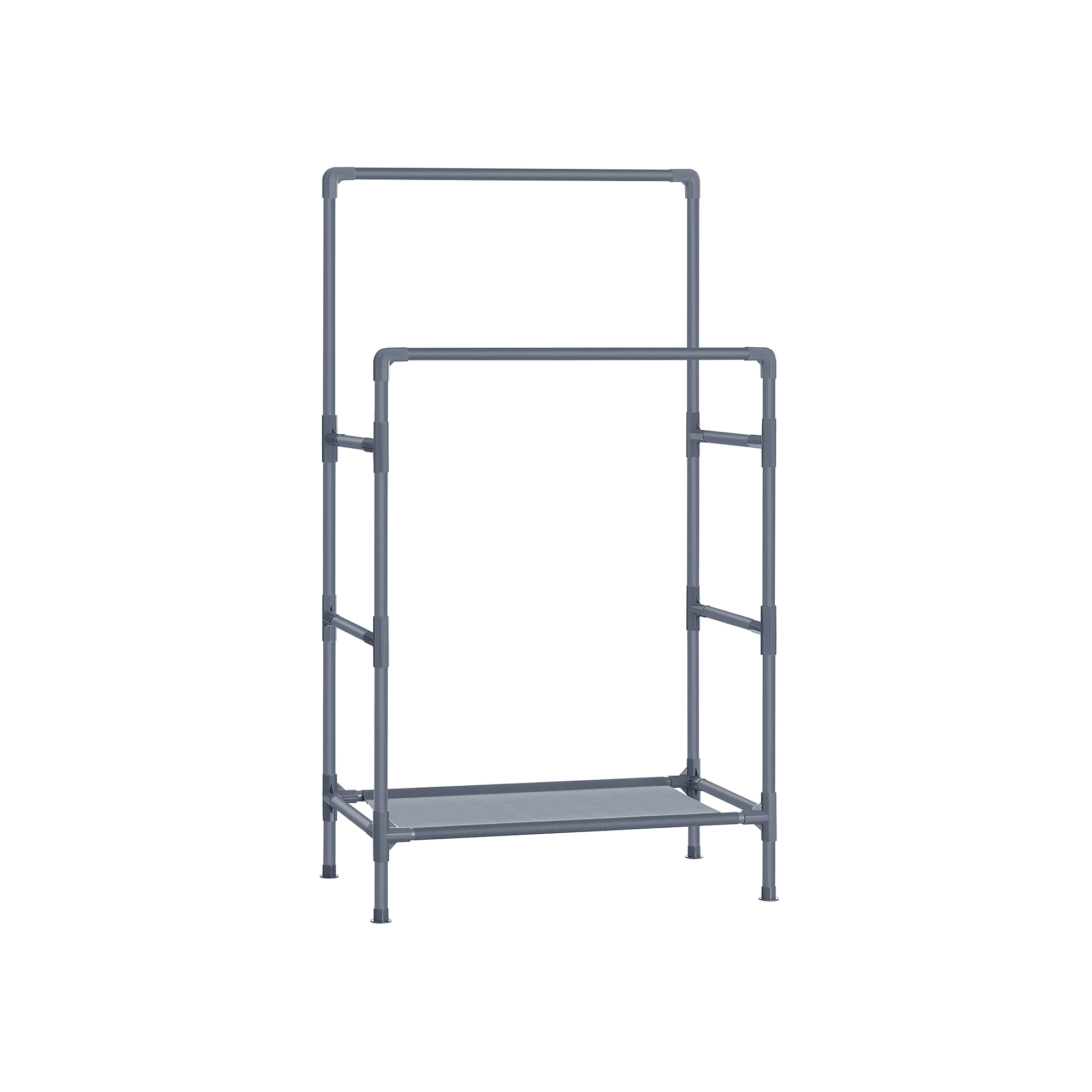 Vaaterekki Songmics, 84 x 44,5 x 155 cm, 2 vaatetankoa, säilytyshylly, harmaa