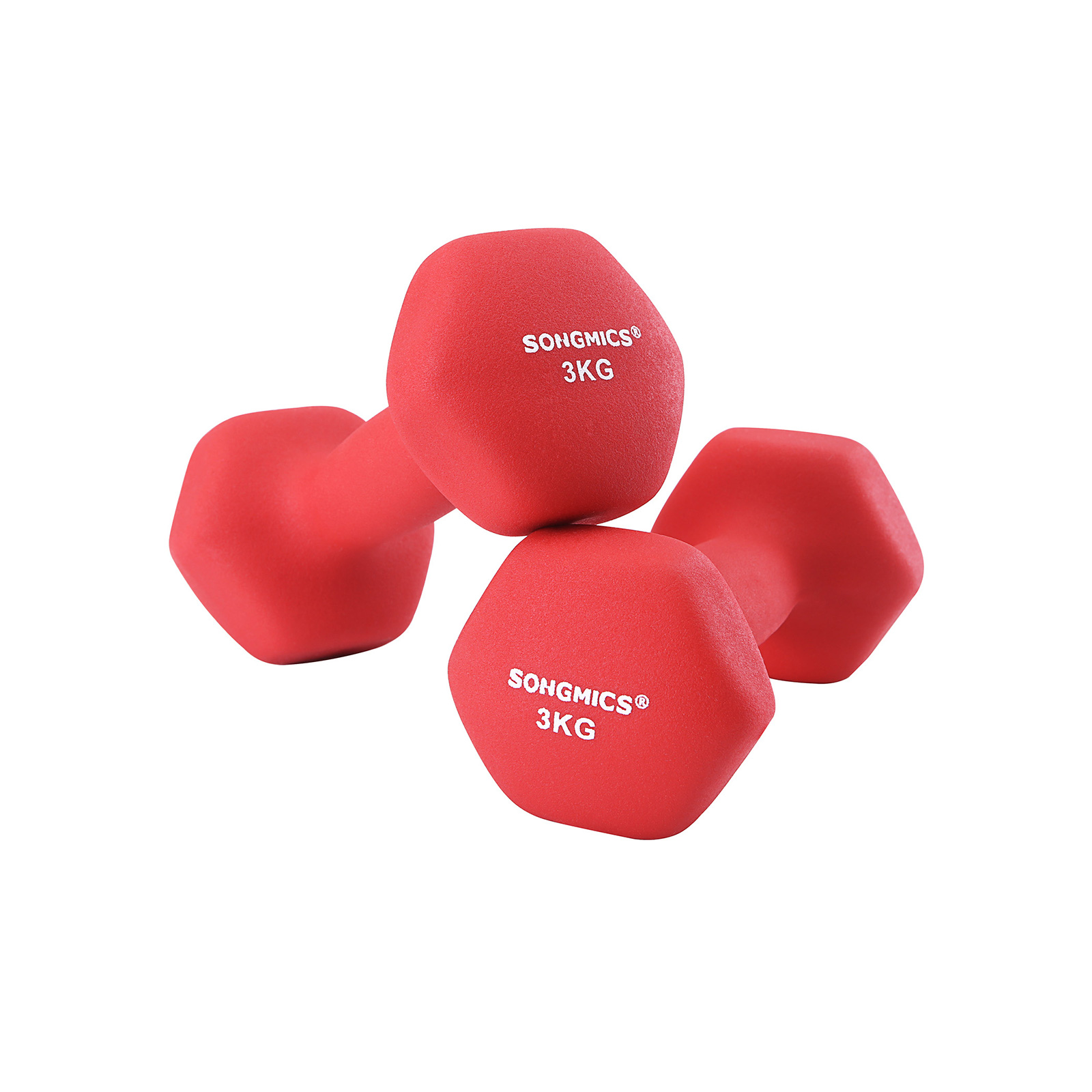 Käsipainot Songmics, 2 x 3 kg, liukumaton, neopreeni, punainen