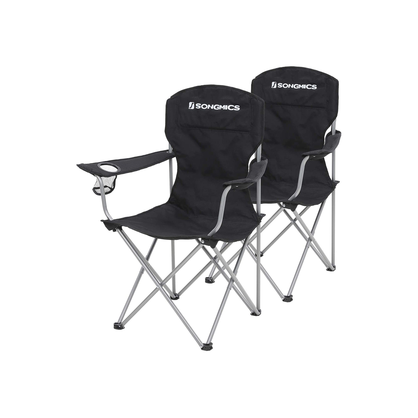 Retkeilytuoli Songmics, 54 x 86 x 97 cm, kokoontaitettava, mukitelineellä, musta