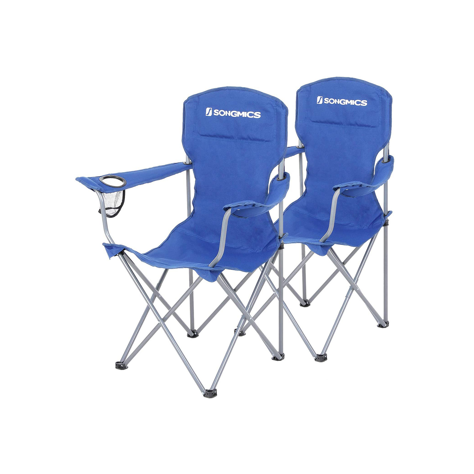 Retkeilytuoli Songmics, 54 x 86 x 97 cm, kokoontaitettava, mukitelineellä, sininen