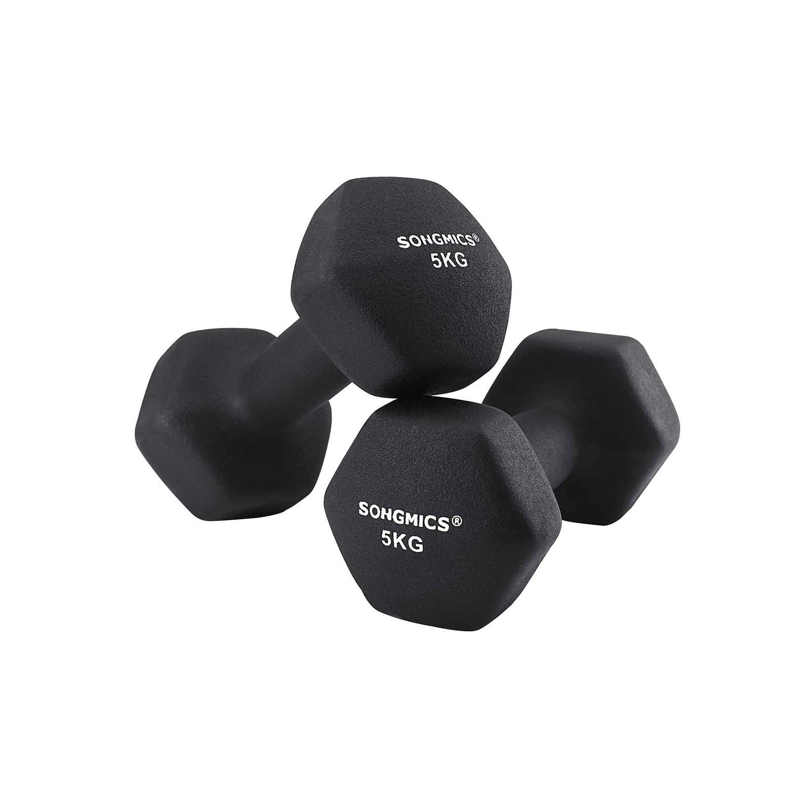 Käsipainot Songmics, 2 x 5 kg, neopreeni, liukumaton, musta