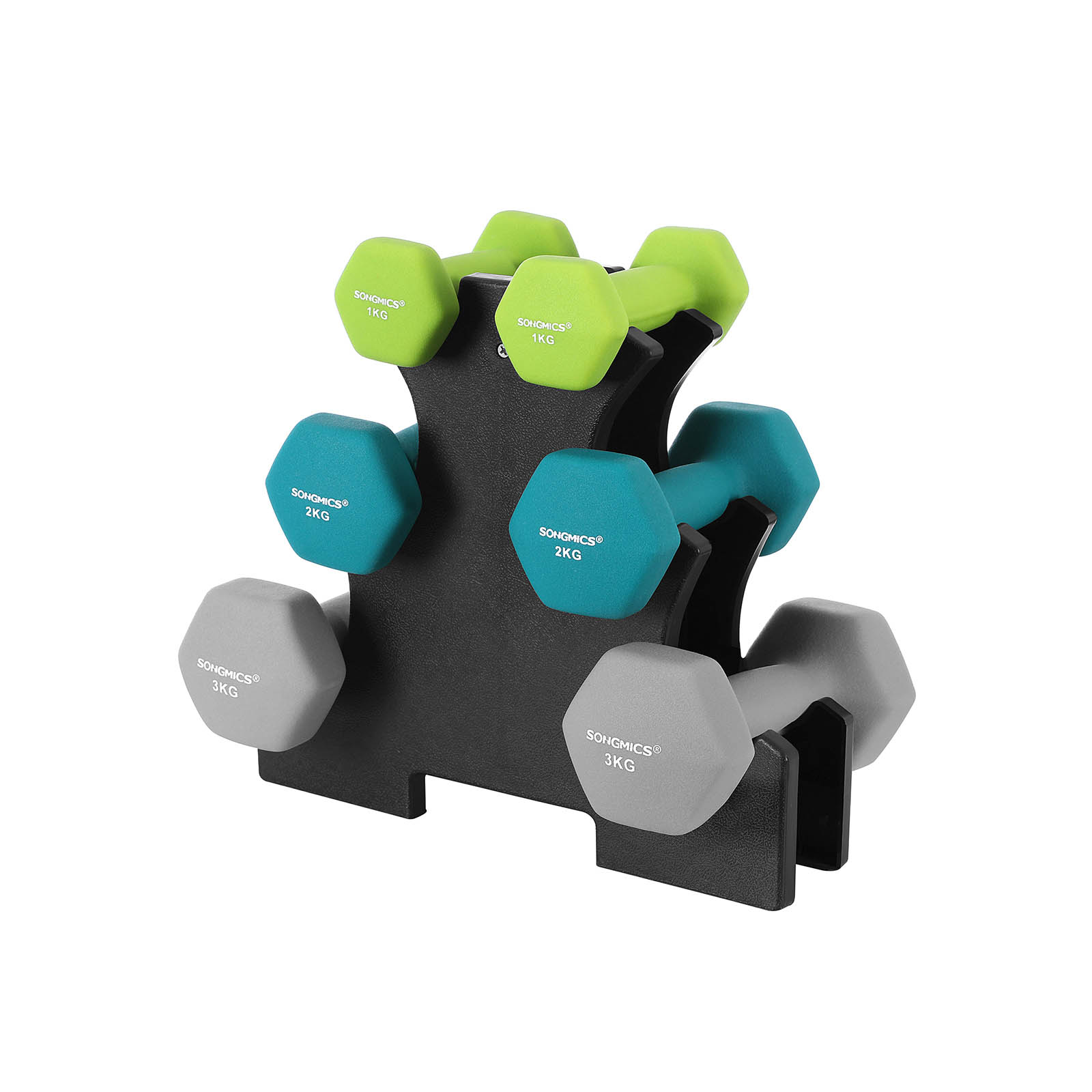 Käsipainosarja Songmics, 1 kg + 2 kg + 3 kg, neopreeni, mattapinta