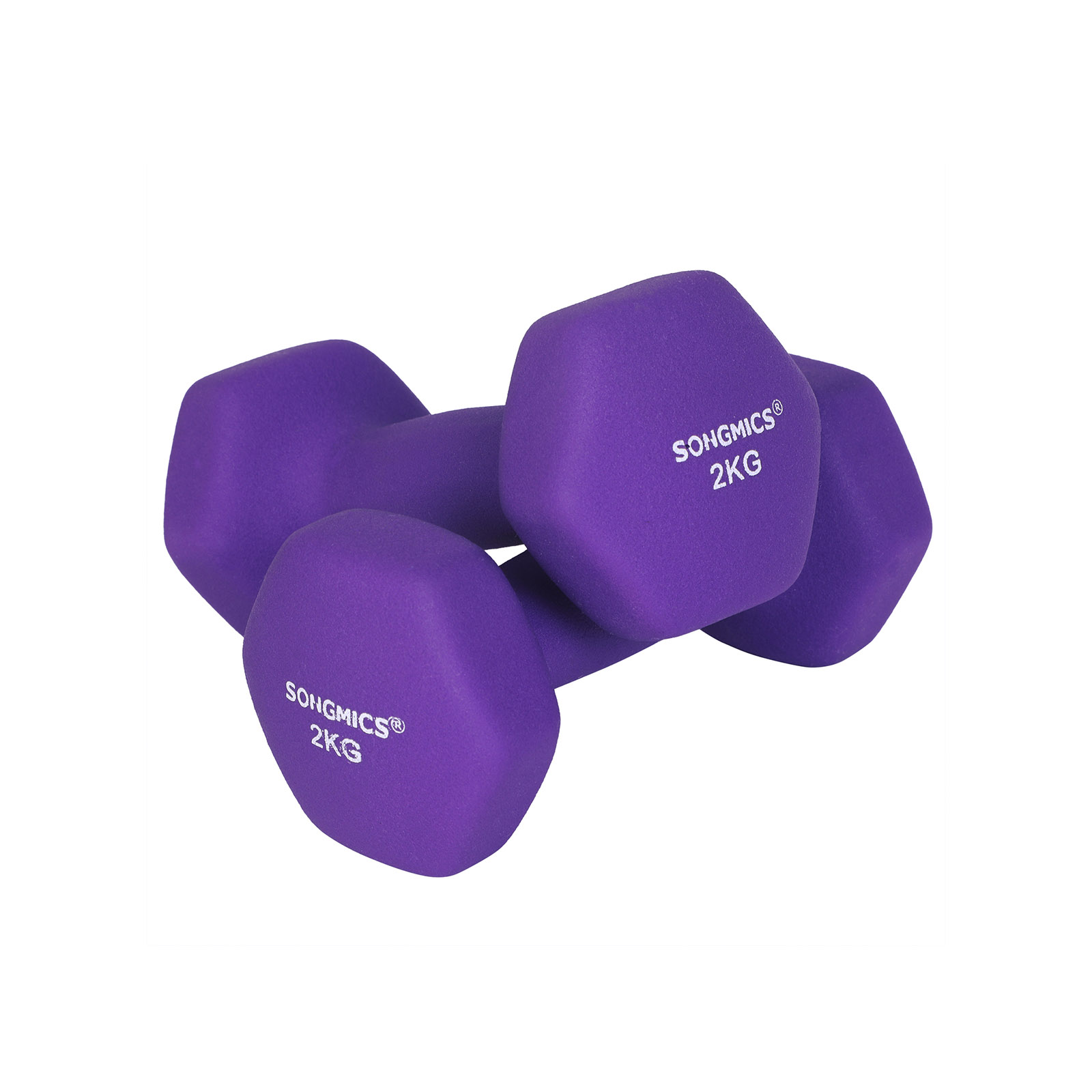 Käsipainot Songmics, 2 x 2 kg, neopreenipinnoite, liukumaton, violetti