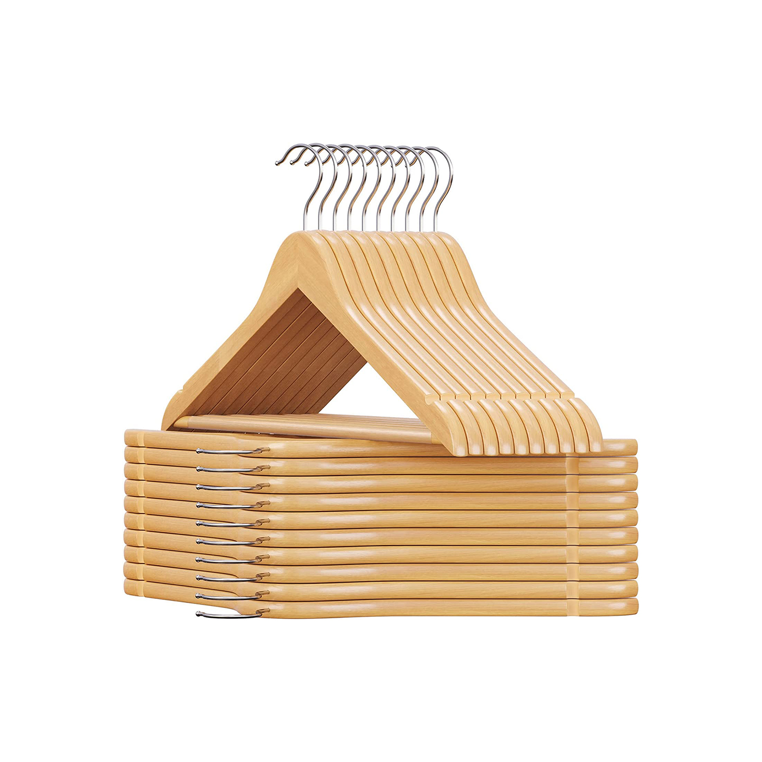 Puinen henkari Songmics, 44,5 x 1,2 x 23 cm, olkakolot, housutanko, vaahtera