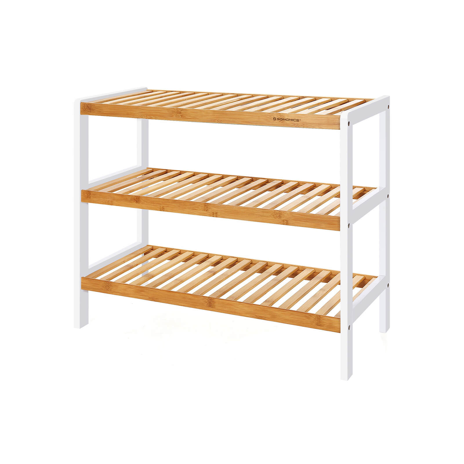 Kenkäteline Songmics, 70 x 26 x 55 cm, 3-tasoinen, bambu, valkoinen/ruskea