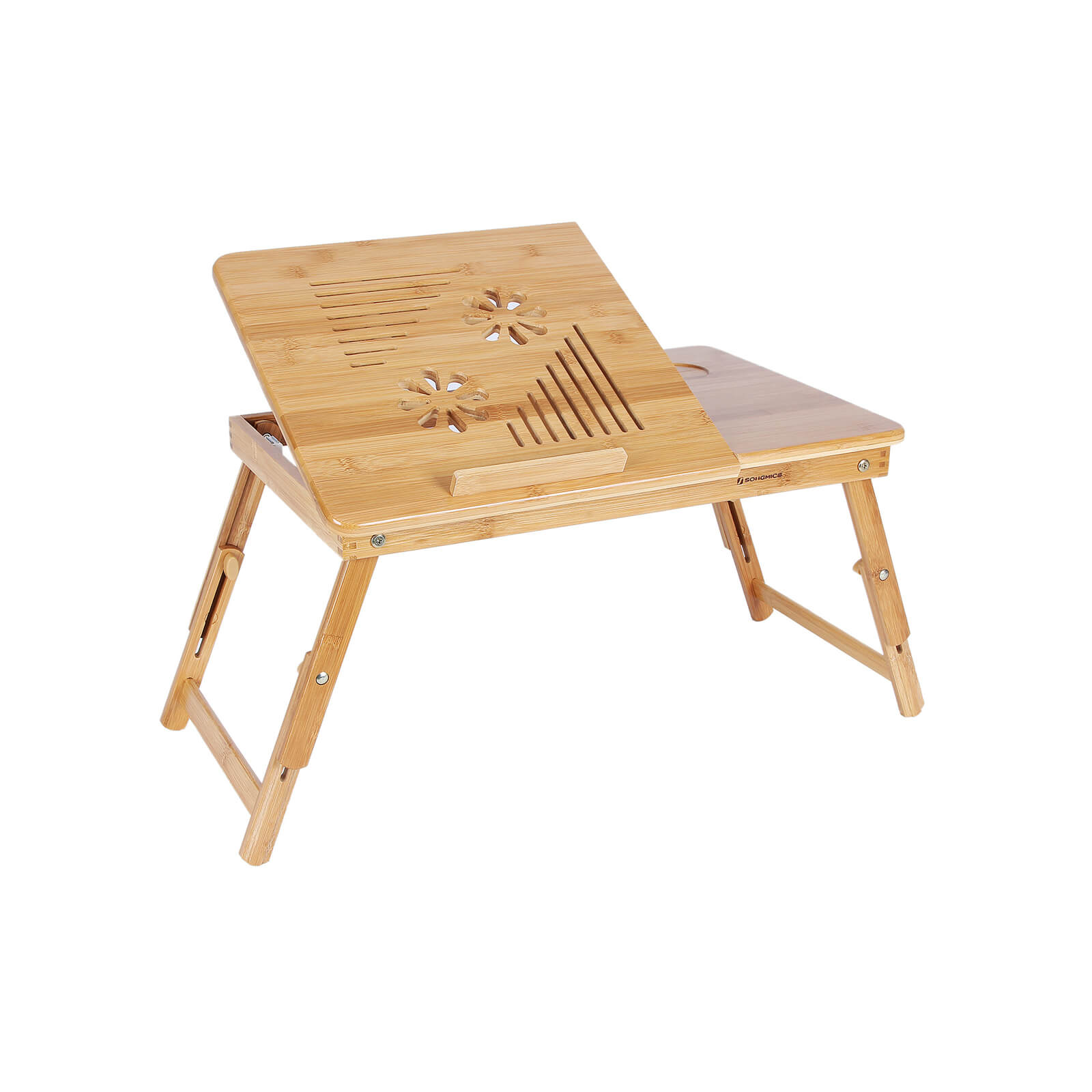 Läppäripöytä Songmics, 55 x 35 x 29 cm, kokoontaitettava, korkeussäädettävä, luonnonväri