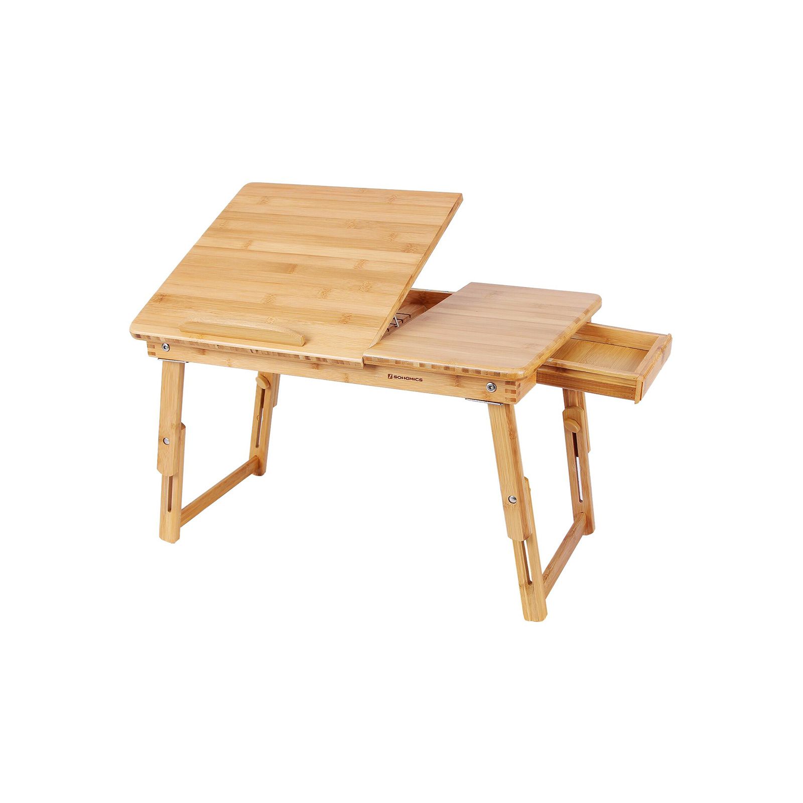 Läppäripöytä Songmics, 54,5 x 34,5 cm, säädettävä kallistuskulma, laatikko, ruskea