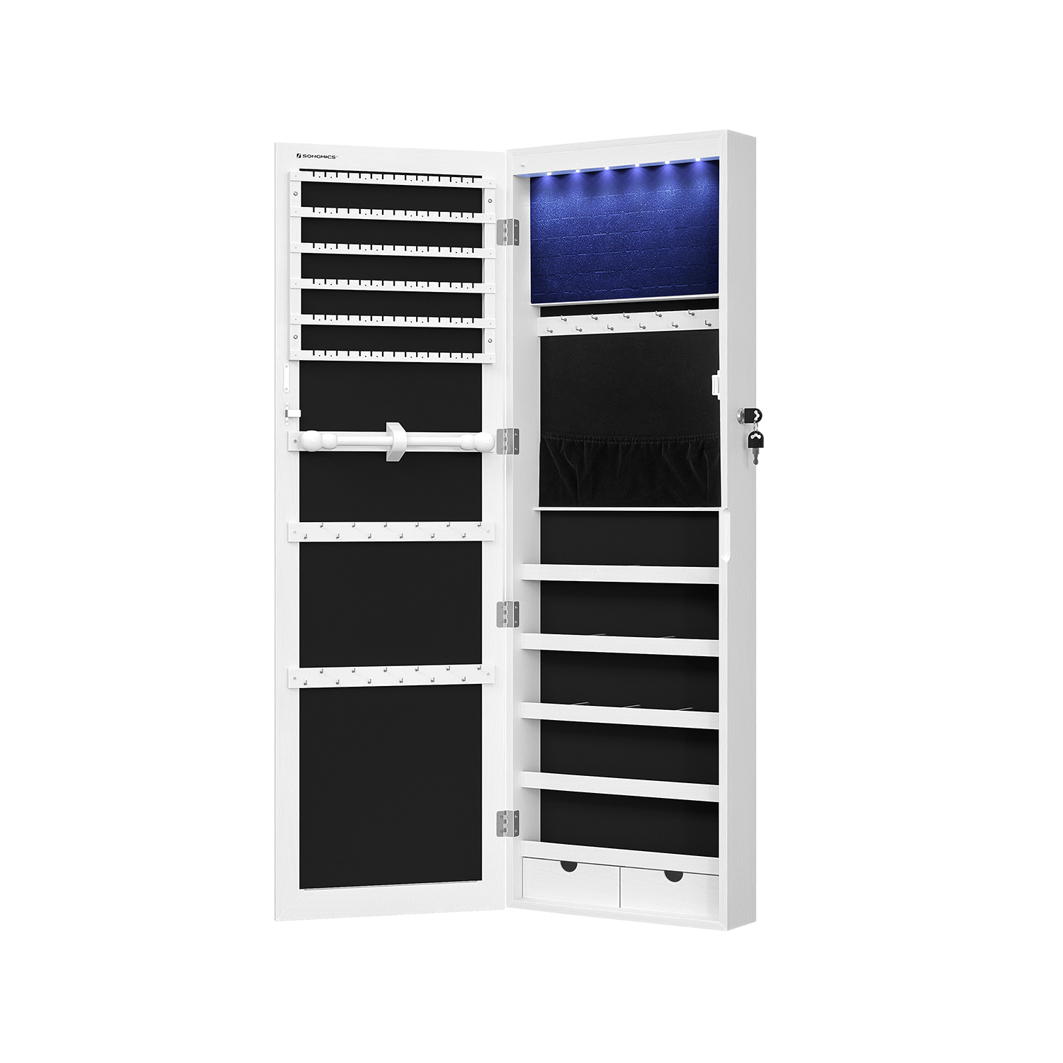 Korukaappi Songmics, 37 x 10 x 120 cm, lukittava, seinäkiinnitteinen, valkoinen