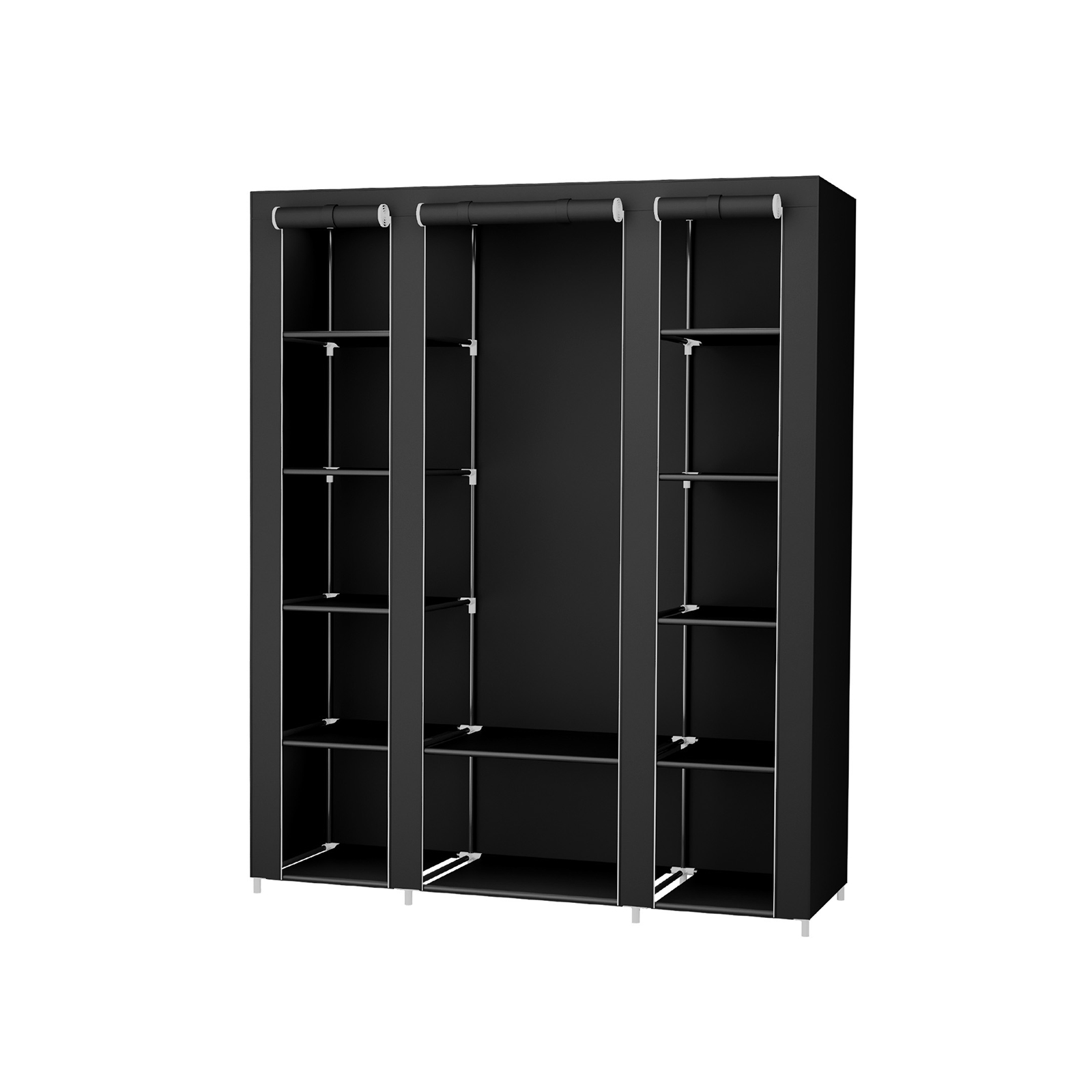 Kangasvaatekaappi Songmics, 150 x 45 x 175 cm, kokoontaitettava, musta