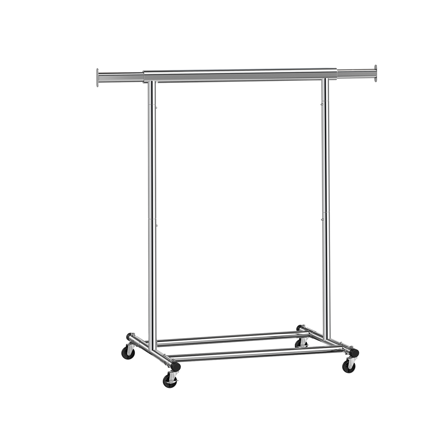 Vaaterekki Songmics, 45,4 x 92-132 x 160 cm, ulosvedettävä vaatetanko, hopea