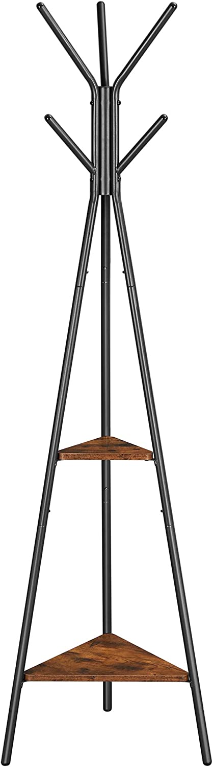 Naulakko Vasagle, 49,5 x 49,5 x 179 cm, 2 hyllyä, rustiikinruskea