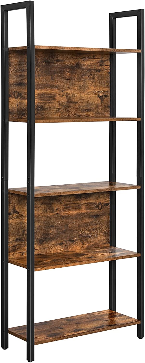 Kirjahylly Vasagle, 62 x 24 x 165 cm, 5 hyllyä, ruskea/musta