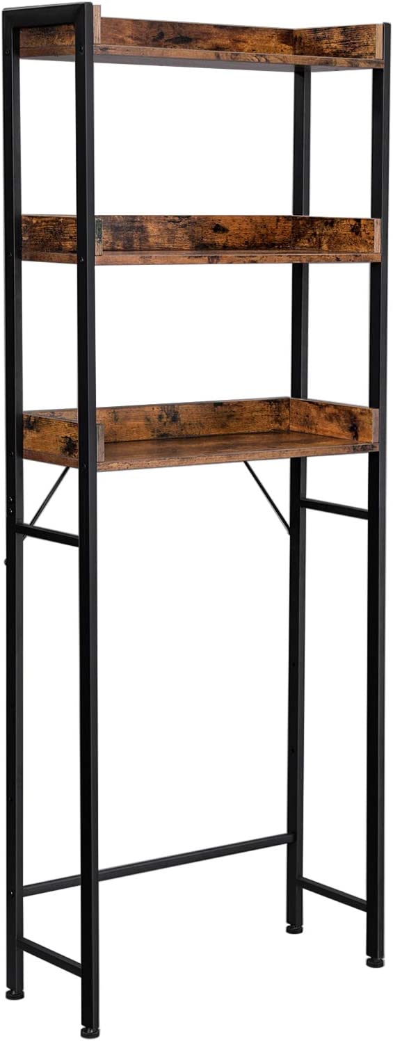 WC-hylly Vasagle, 63 x 25 x 165 cm, 3 hyllyä, ruskea/musta