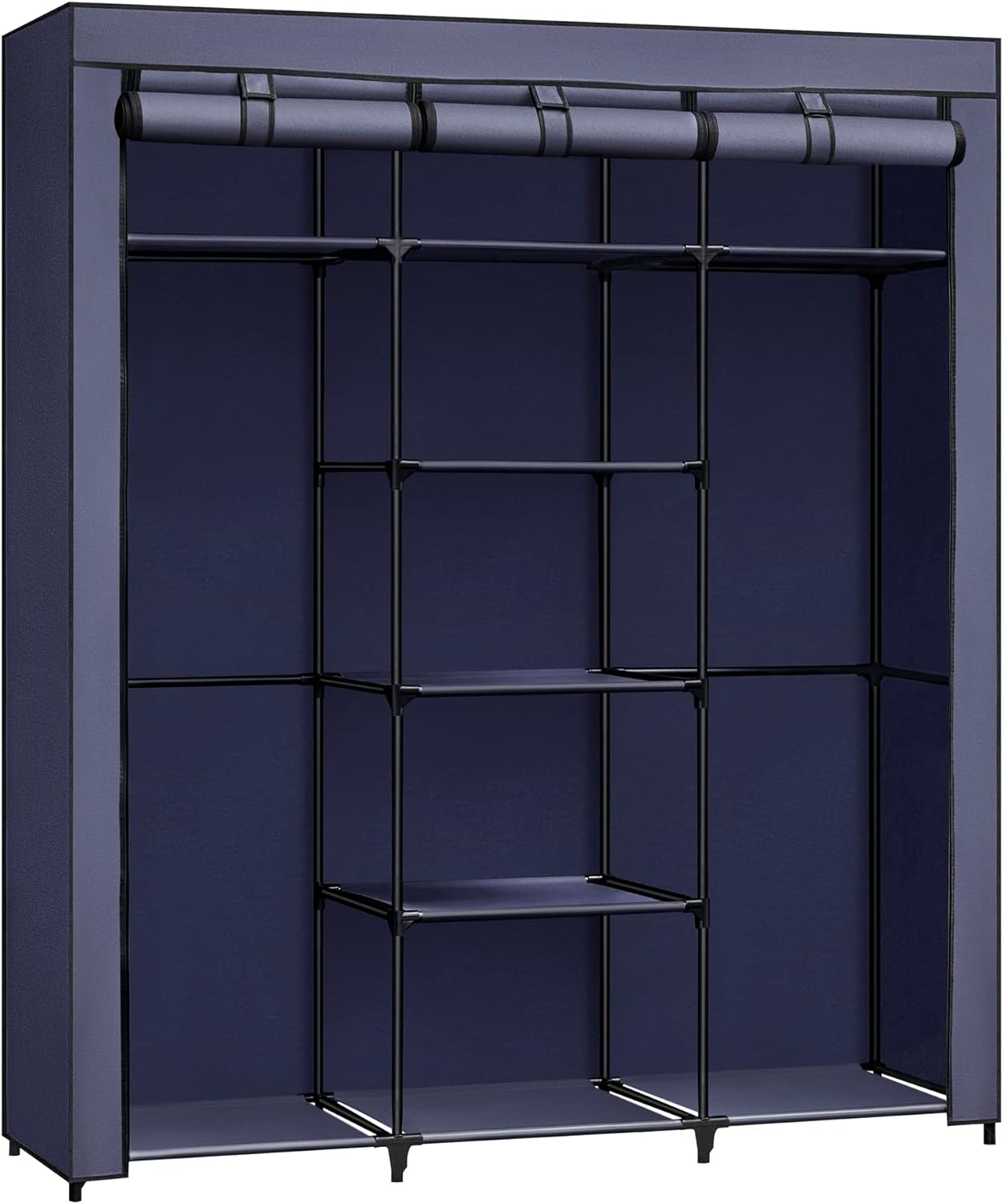 Kangasvaatekaappi Songmics, 45 x 150 x 175 cm, kokoontaitettava, tummansininen