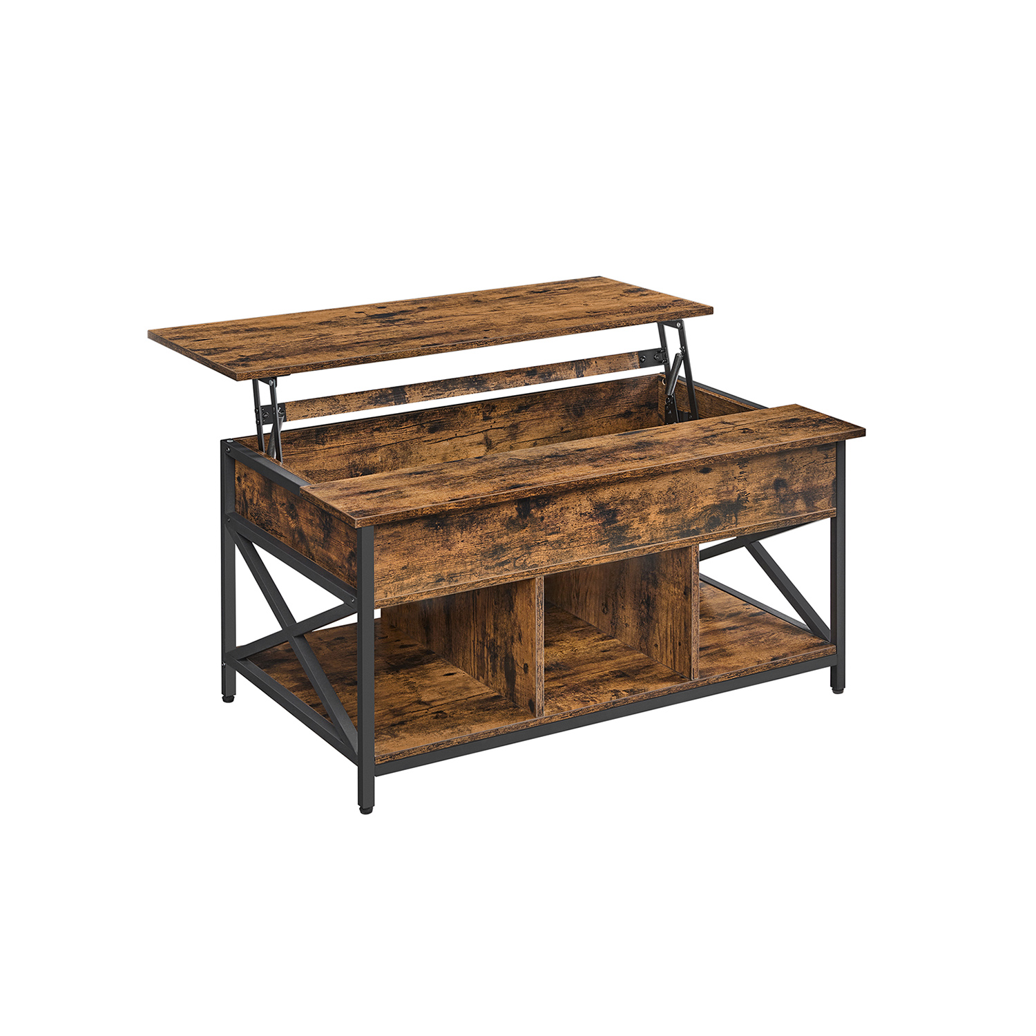 Sohvapöytä Vasagle, 60 x 100 x (48-62) cm, nostokansi, säilytystila, ruskea/musta