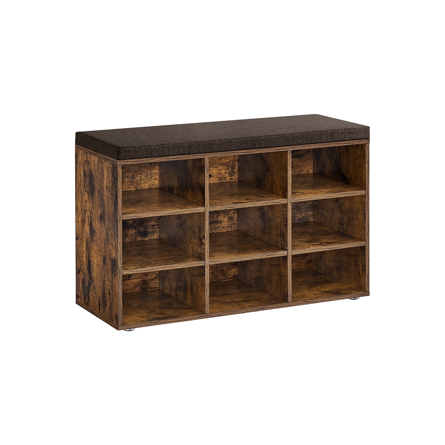 Eteispenkki kenkätelineellä Vasagle, 30.3 x 78.5 x 48 cm, pehmustettu istuin, 9 lokeroa, ruskea
