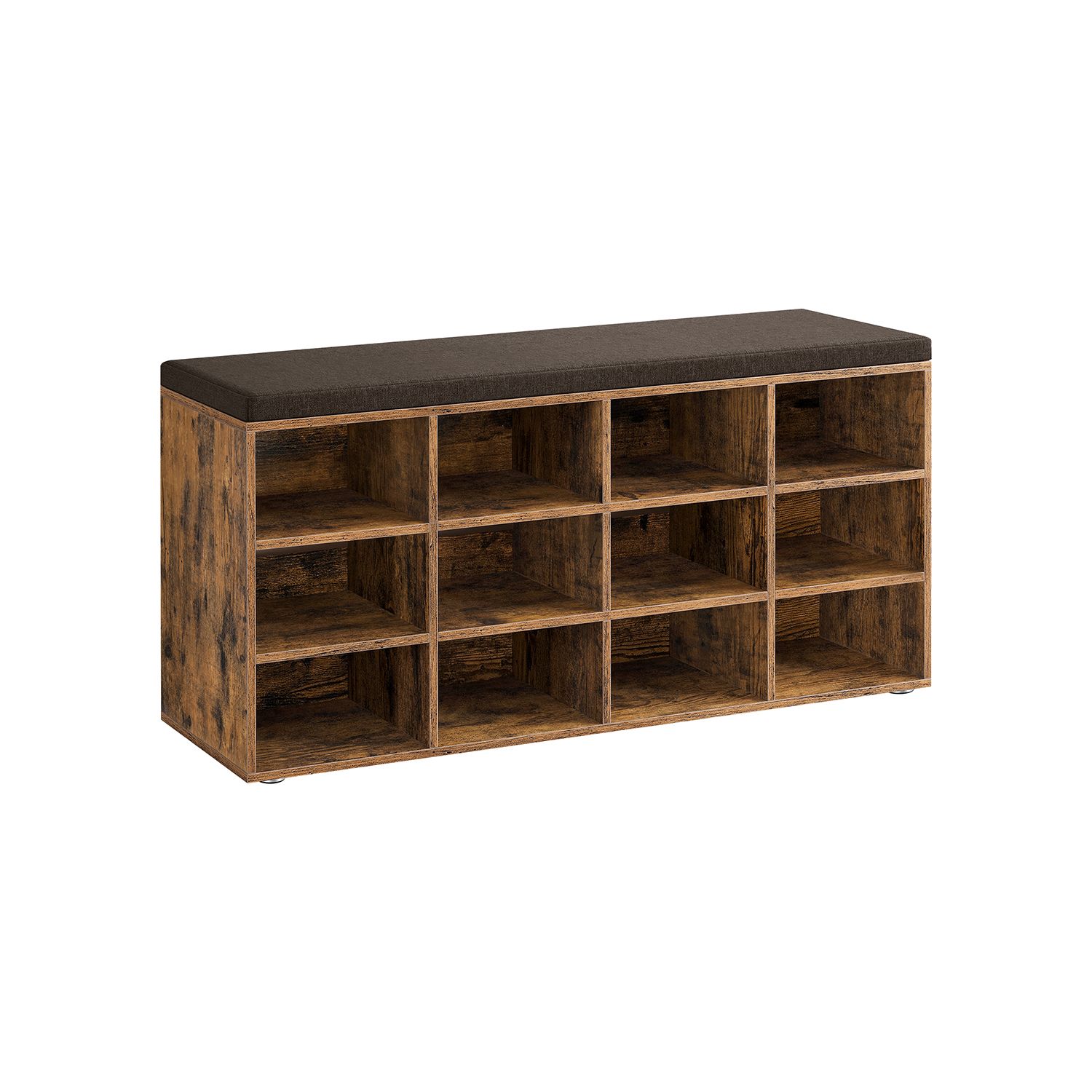 Eteispenkki kenkätelineellä Vasagle, 30,3 x 104 x 48 cm, pehmustettu istuin, 12 lokeroa, ruskea