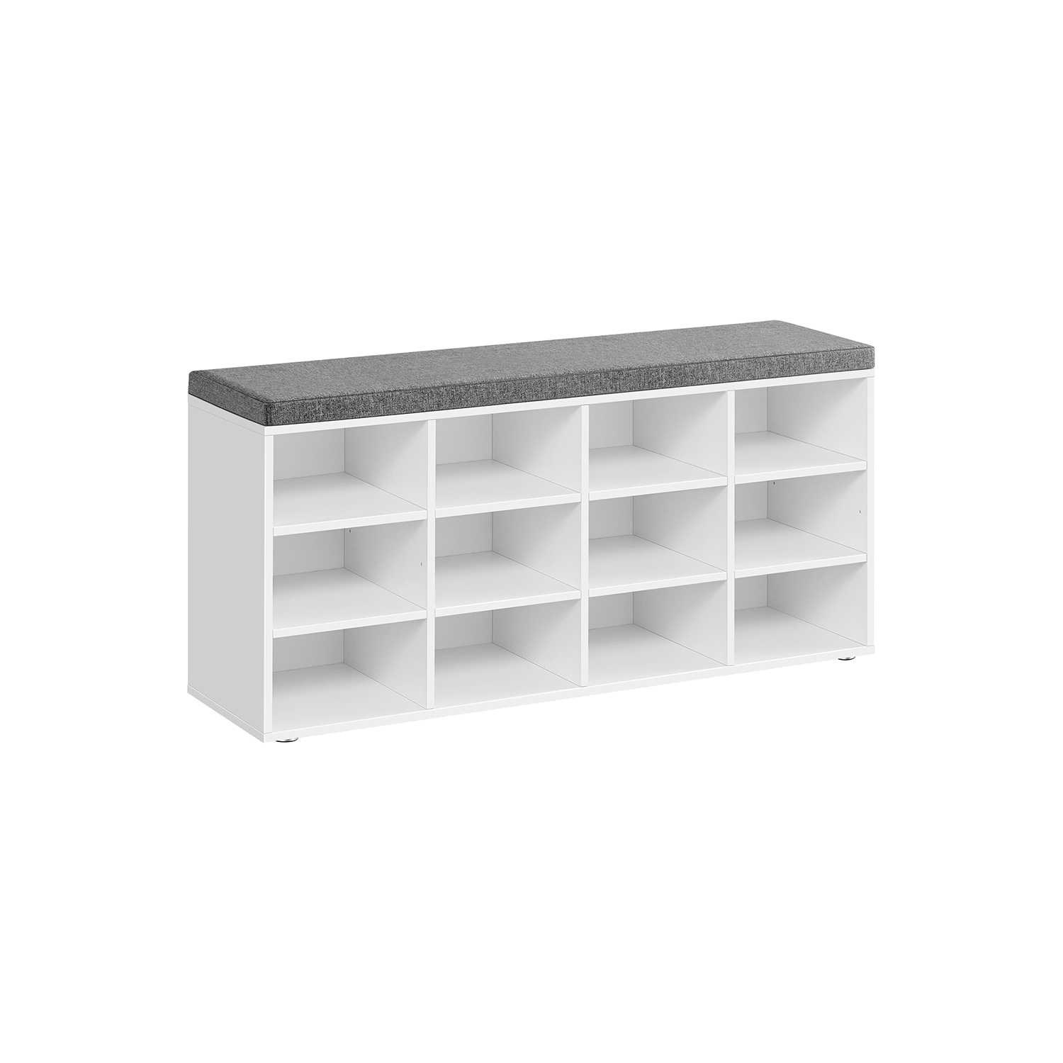 Eteispenkki kenkätelineellä Vasagle, 30,3 x 104 x 48 cm, pehmustettu istuin, 12 lokeroa, valkoinen/harmaa