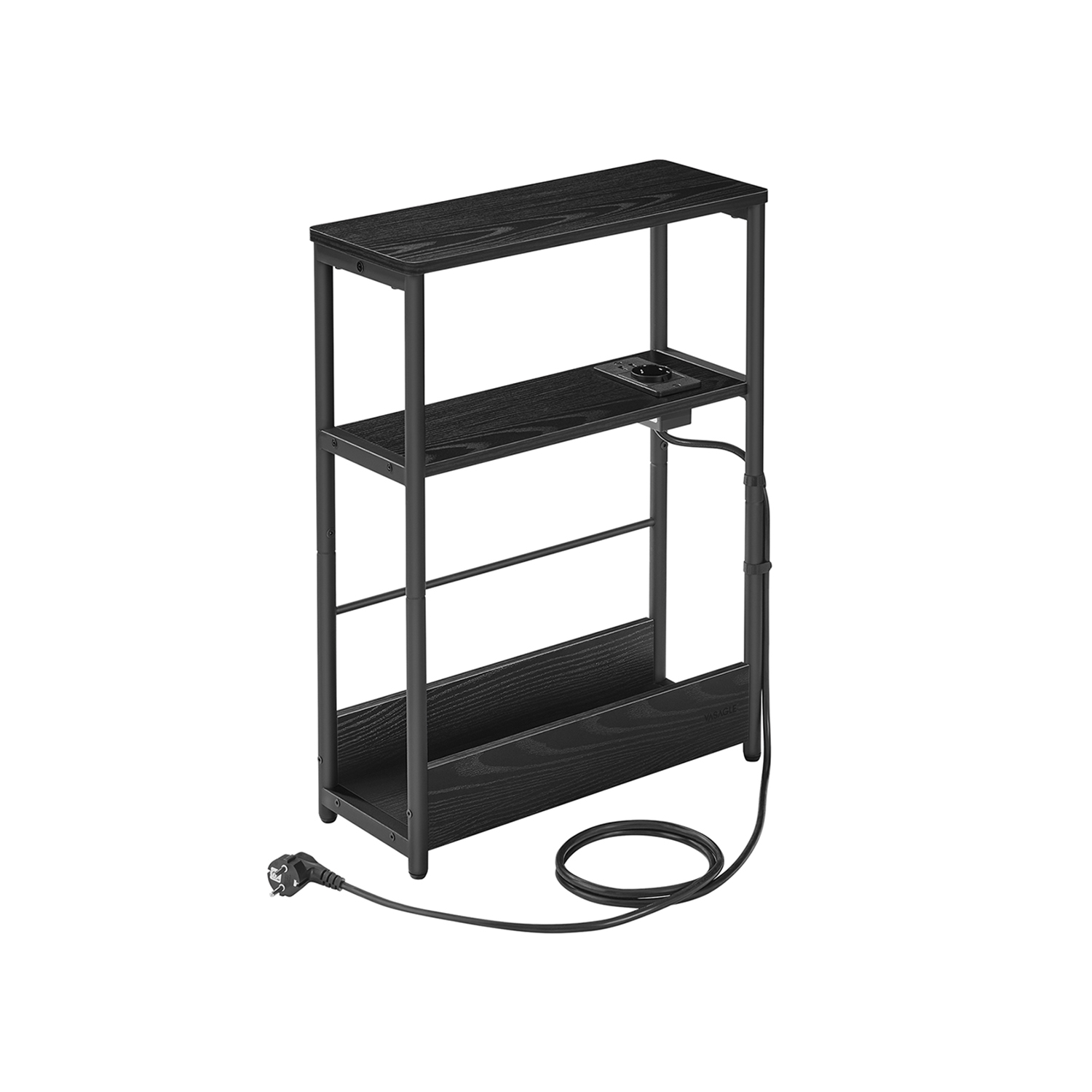 Sivupöytä Vasagle, 45 x 18 x 58 cm, pistorasia + USB-latauspaikka, musta