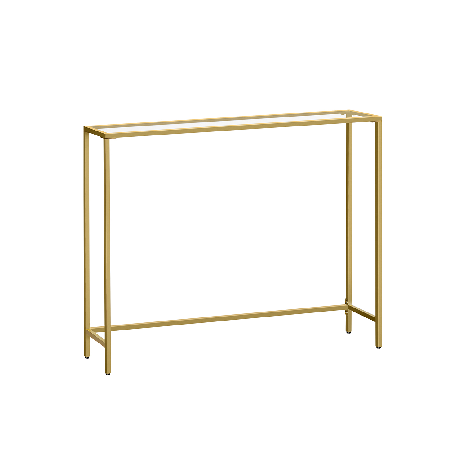 Konsolipöytä Vasagle, 20 x 100 x 80 cm, karkaistu lasitaso, säädettävät jalat, kulta