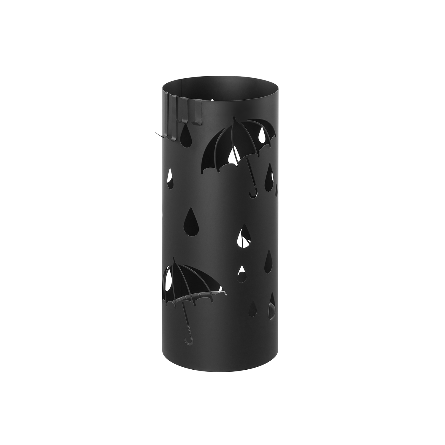 Sateenvarjoteline Songmics, 17 x 17 x 41 cm, vesialusta, 4 koukkua, musta
