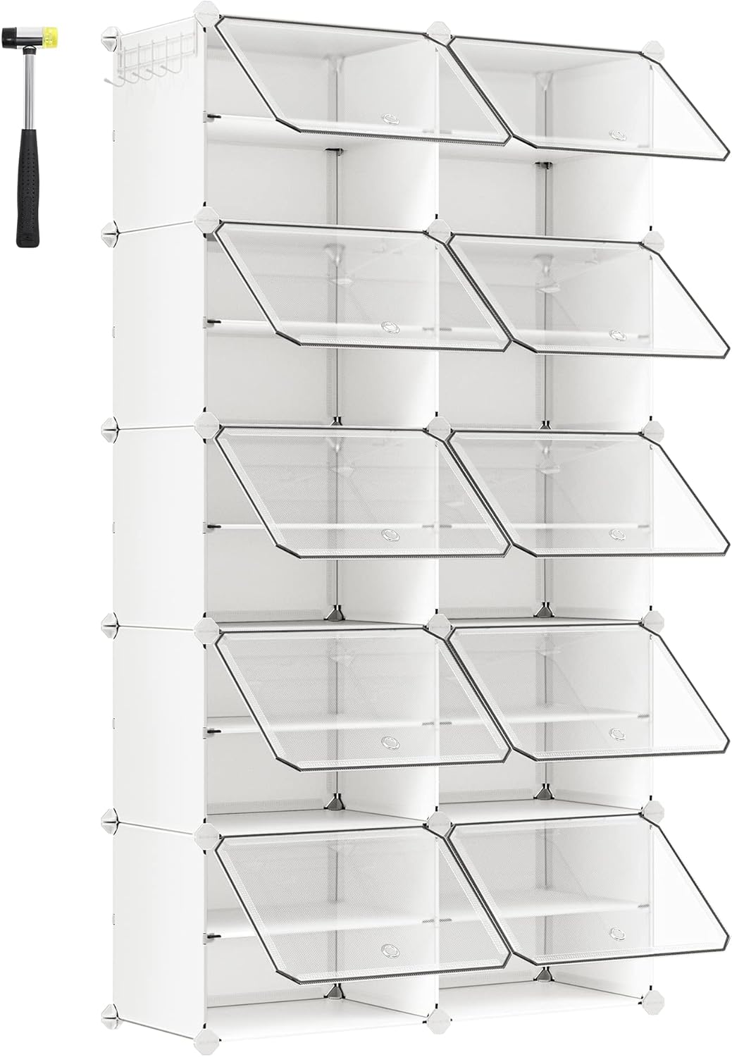 Kenkäteline Songmics, 32 x 165 x 125 cm, modulaarinen, ovilla, valkoinen