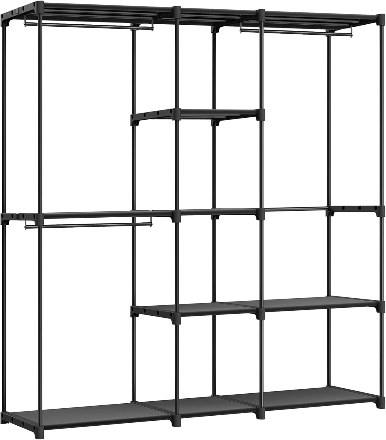 Kangasvaatekaappi Songmics, 43 x 182 x 182 cm, avoin, vapaasti seisova, musta