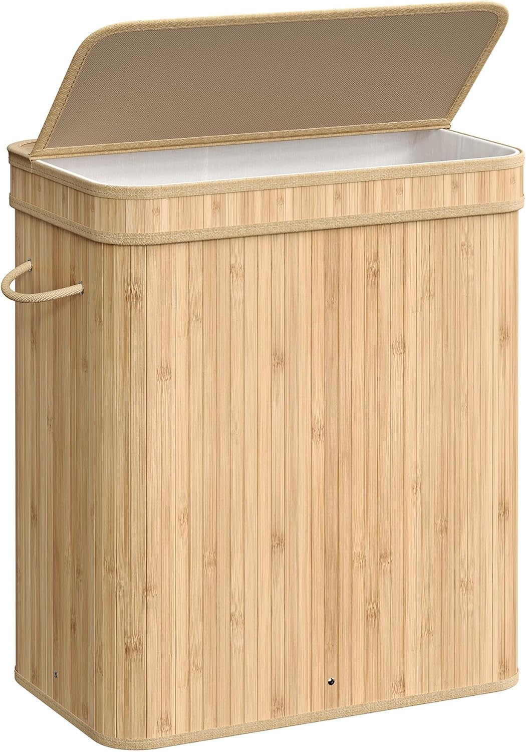 Pyykkikori Songmics, 54,5 x 34,5 x 61 cm, kannellinen, irrotettava pyykkipussi, luonnonbeige