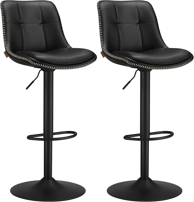 Baarijakkara Vasagle, 44 x 48 x (90-112) cm, korkeussäädettävä, pyörivä, 2kpl, musta