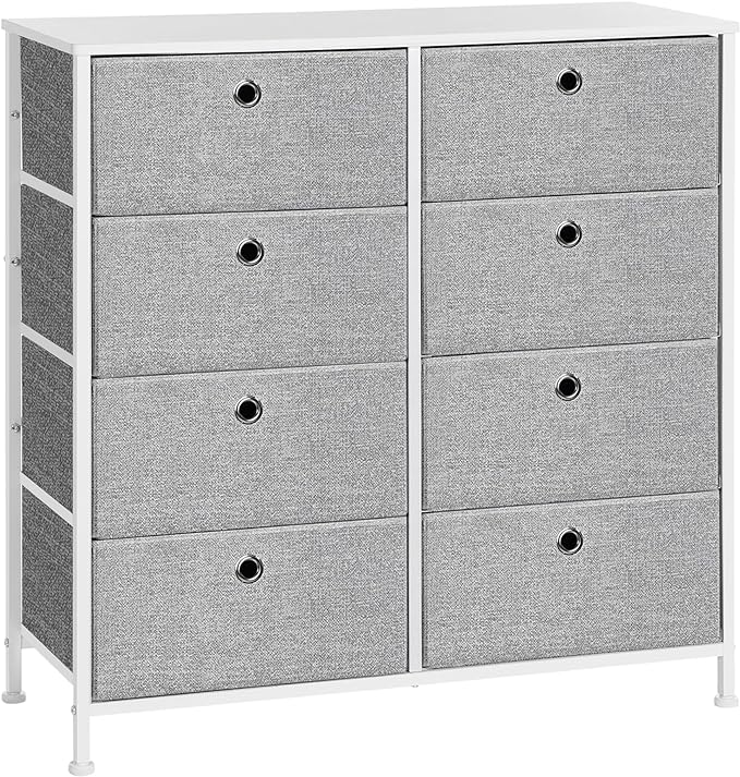 Lipasto Songmics, 30 x 80 x 81.5 cm, 8 laatikkoa, vaaleanharmaa/valkoinen