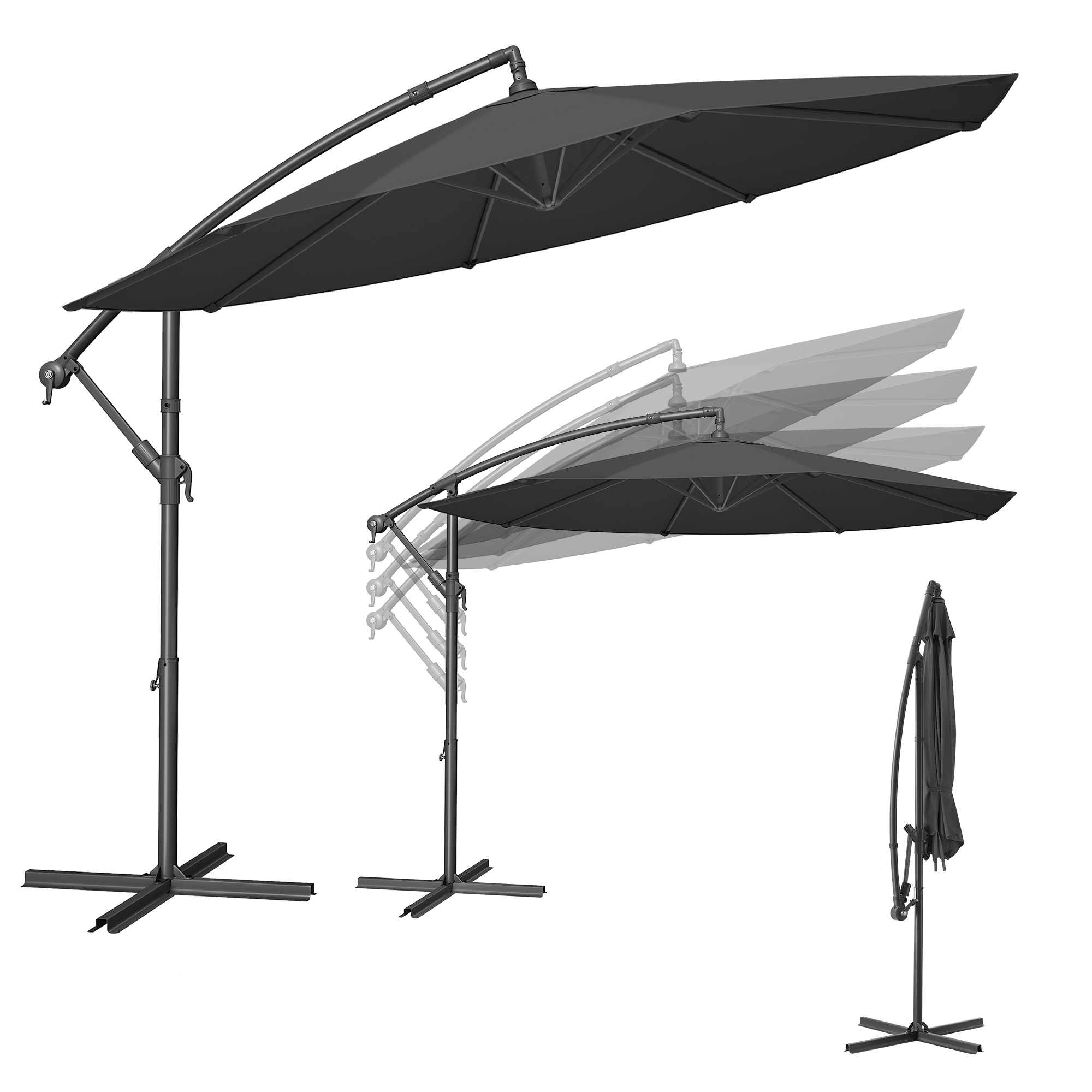 Aurinkovarjo Songmics, 3 m, UPF 50+, harmaa